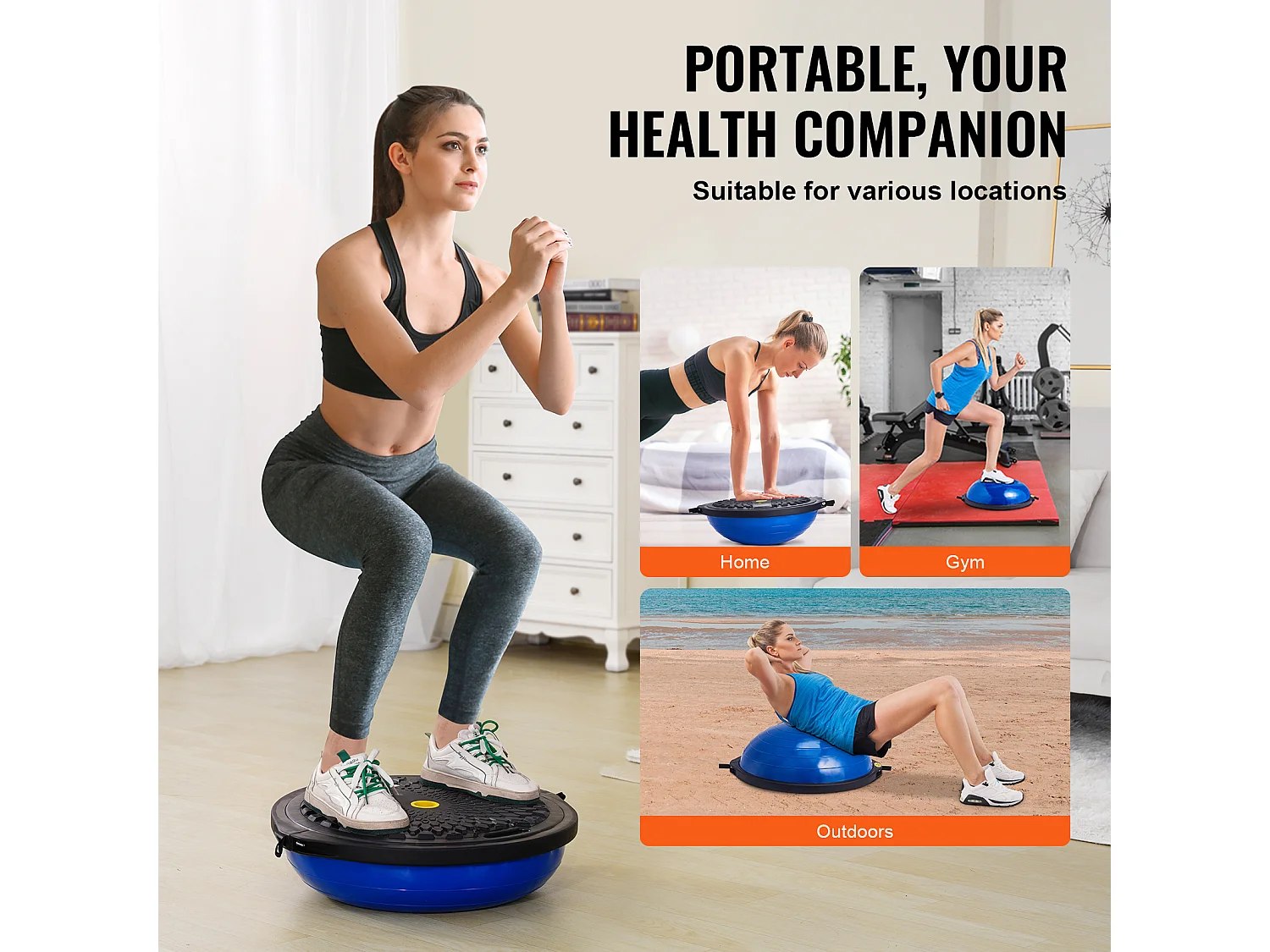 Meio Balão SucceBuy de Exercício 66.04cm para Treinamento, Balão de Estabilidade para o Yoga e o Equilíbrio, Bandas de Resistência