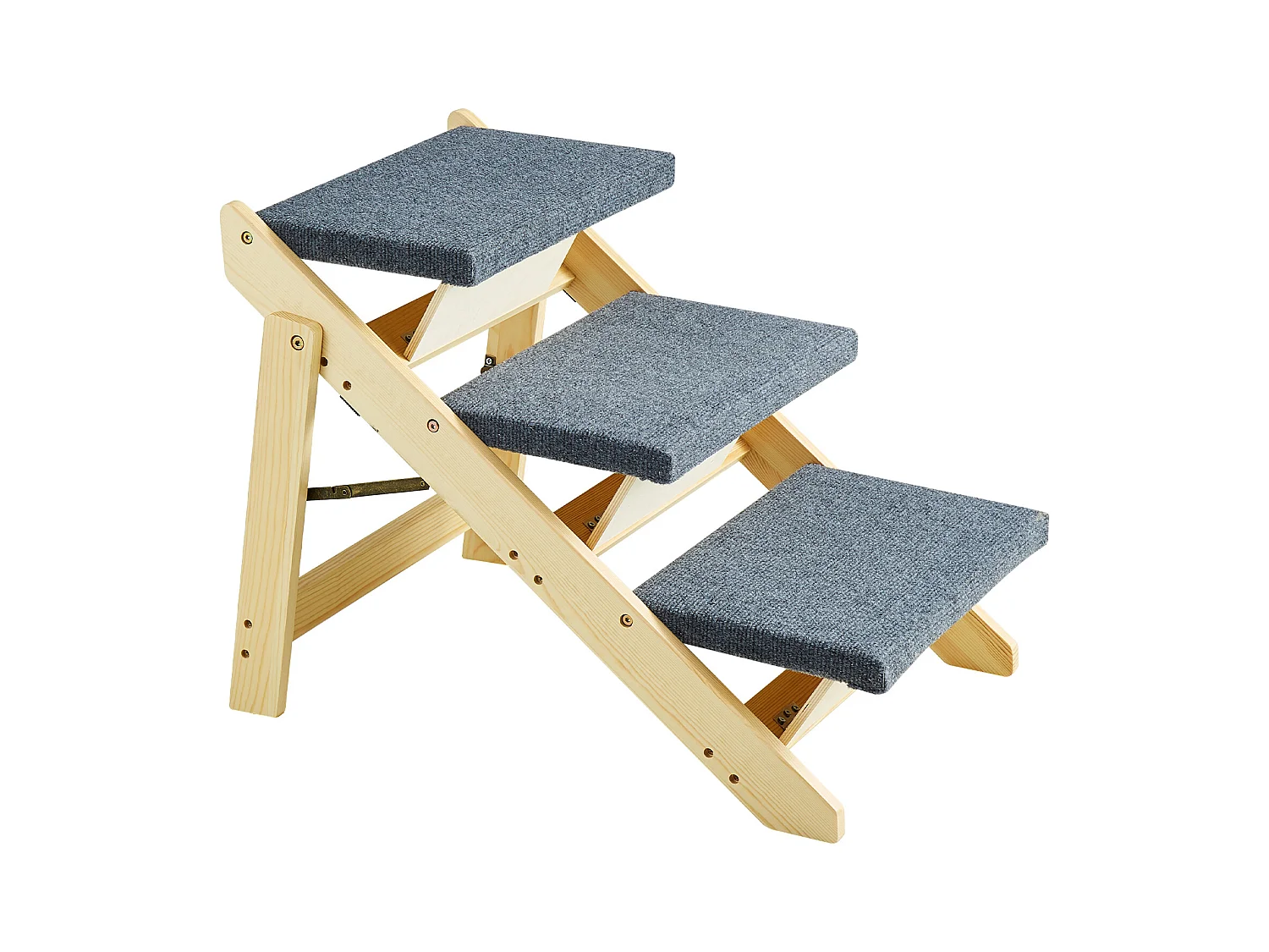 Escaliers pour Chiens, SucceBuy Escalier en Bois pour Animaux de Compagnie 3 Marches 2 en 1 Pliable Capacité de 68 kg