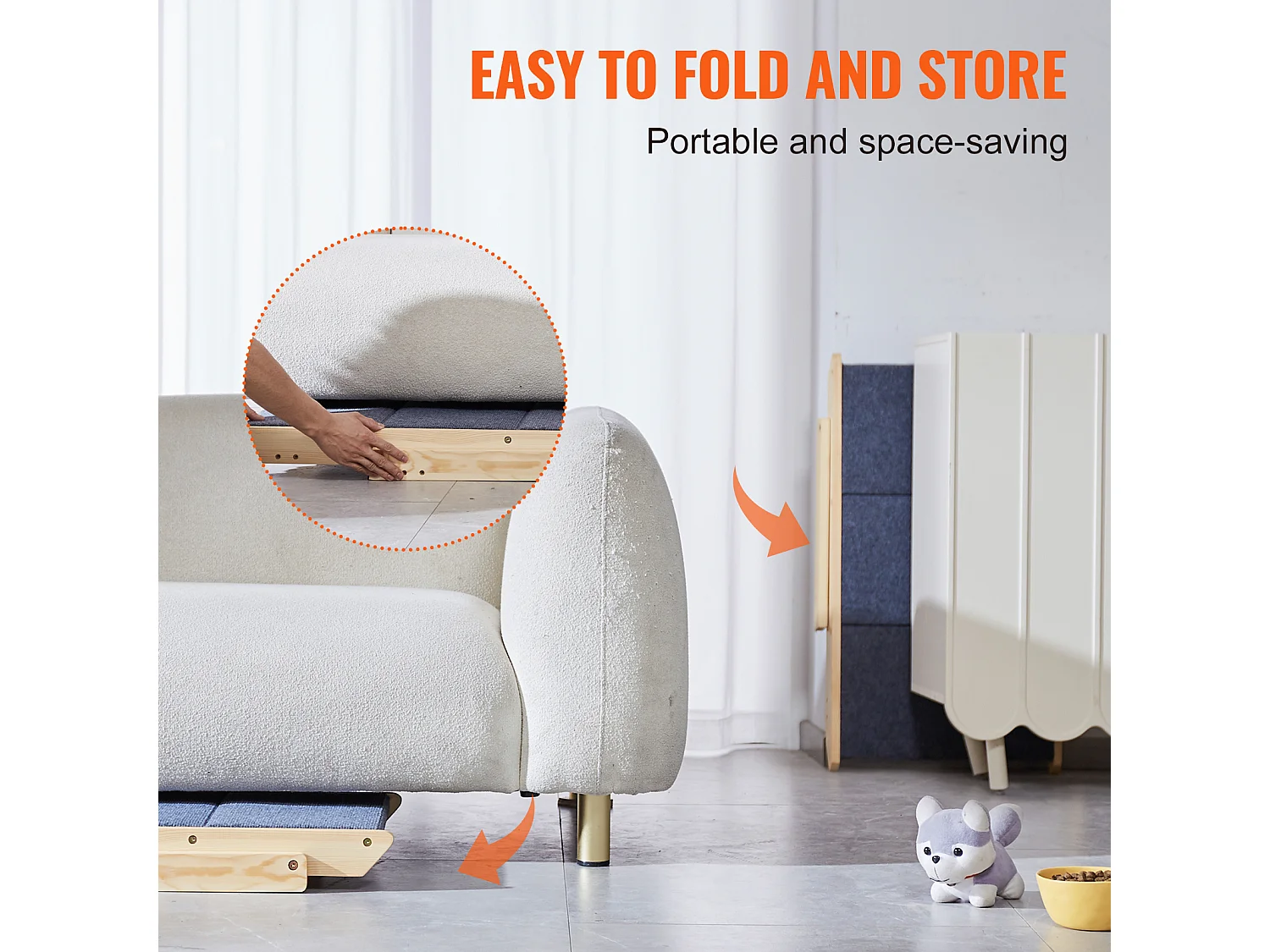 Escaliers pour Chiens, SucceBuy Escalier en Bois pour Animaux de Compagnie 3 Marches 2 en 1 Pliable Capacité de 68 kg