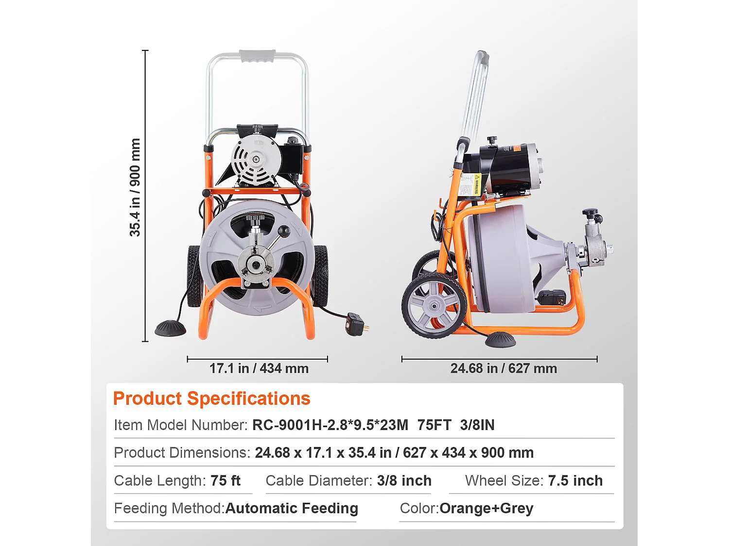 Machine de Nettoyage de Drain, SucceBuy Machine de Nettoyage de Drain 22.8 m × 0.95 cm Alimentation Automatique 8 Coupeurs