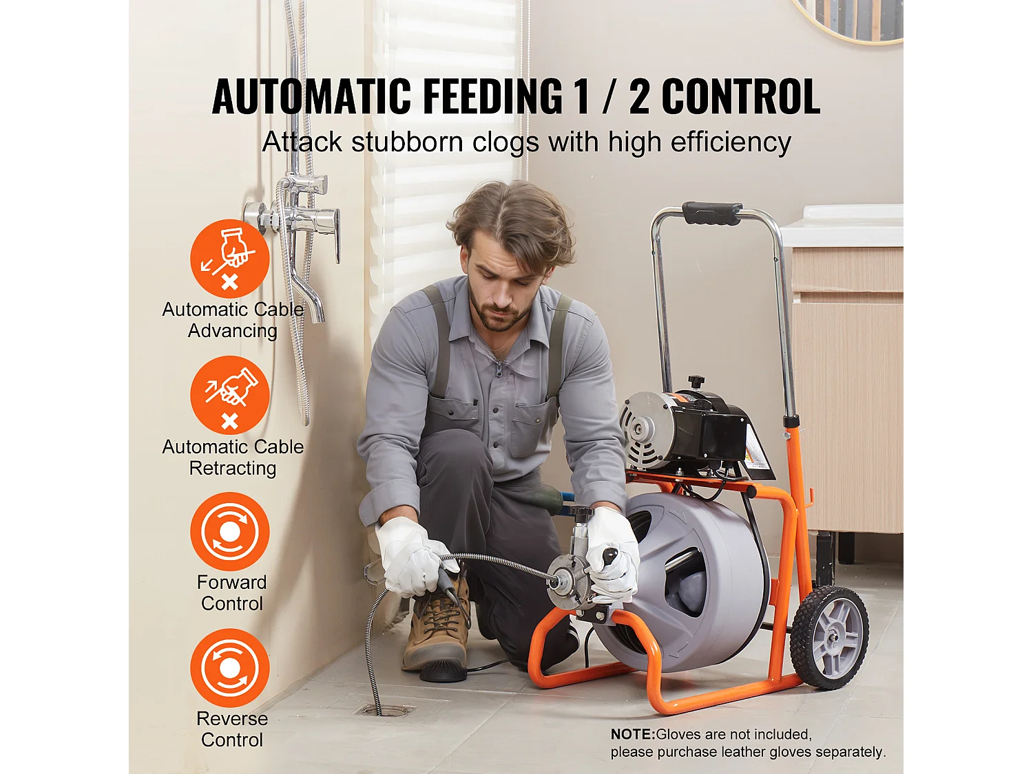 Machine de Nettoyage de Drain, SucceBuy Machine de Nettoyage de Drain 22.8 m × 0.95 cm Alimentation Automatique 8 Coupeurs