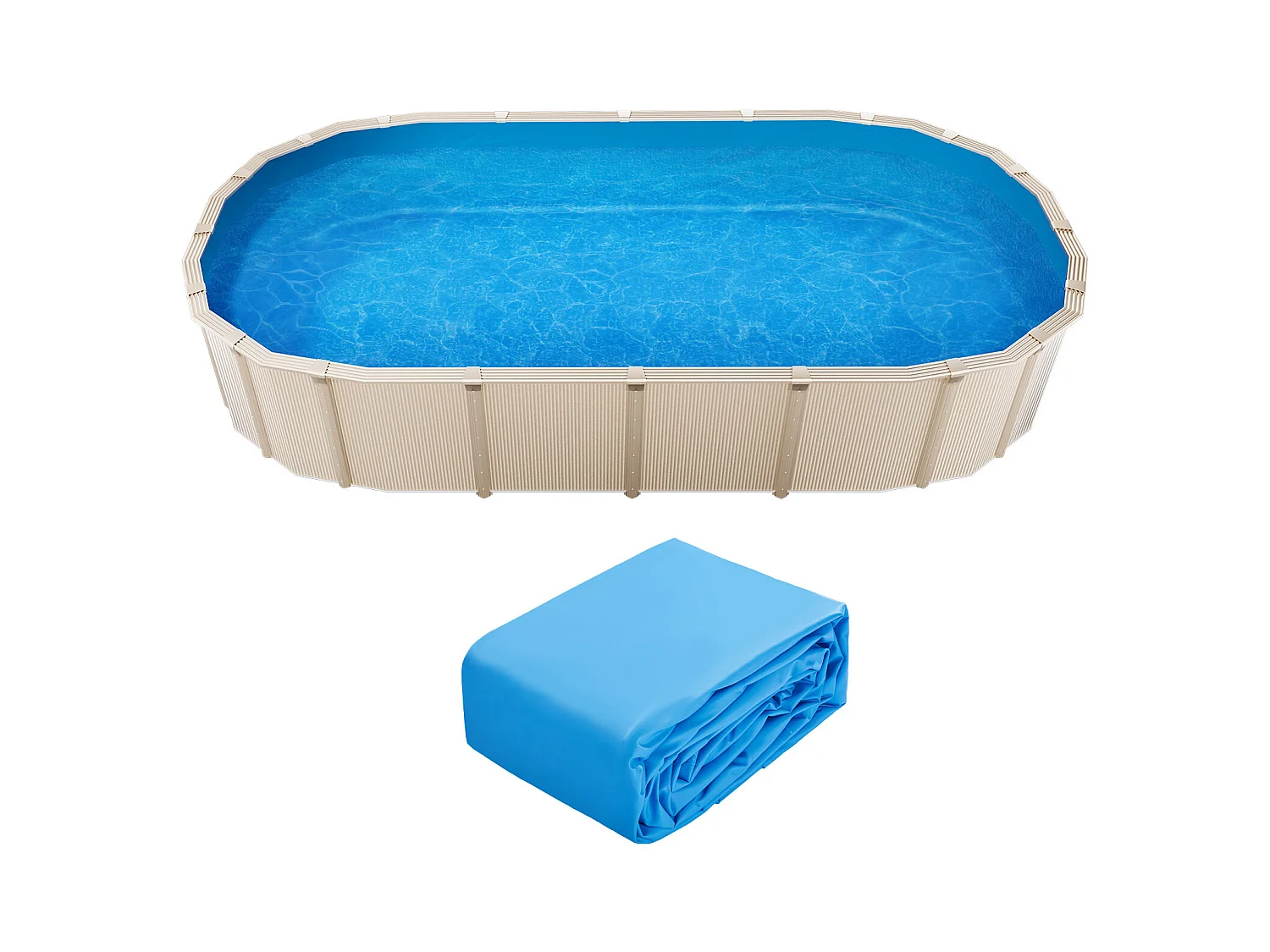 Revêtement de Piscine SucceBuy Ovale, Doublure Chevauchement, 610x375 cm, Couleur Unie