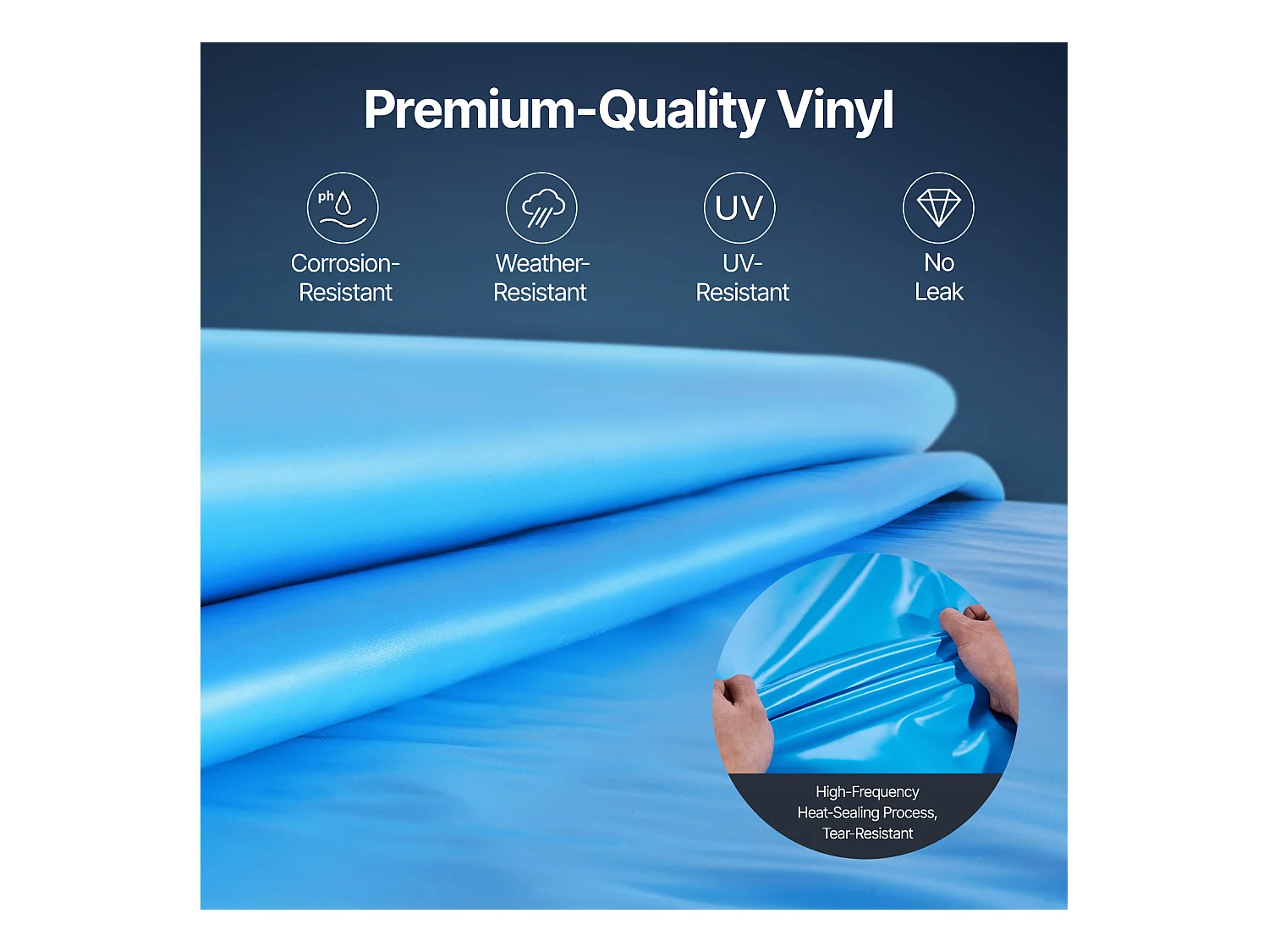 Revêtement de Piscine SucceBuy Ovale, Doublure Chevauchement, 610x375 cm, Couleur Unie