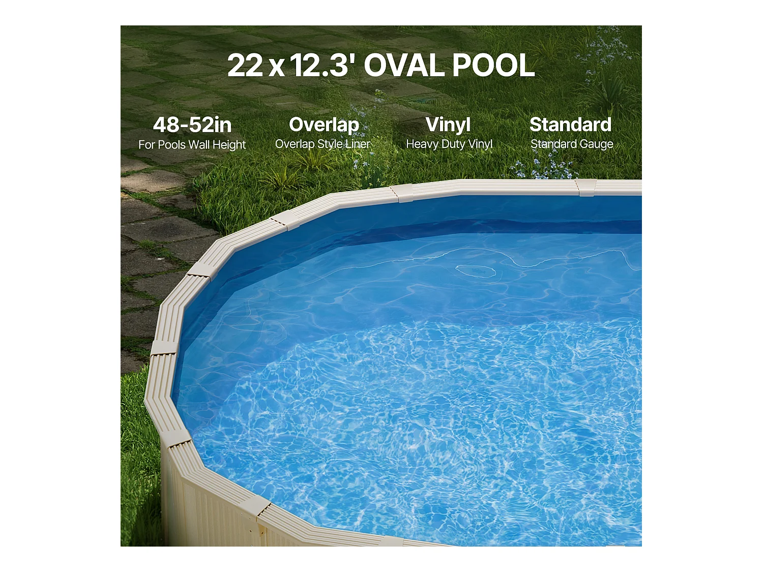 Zwembadbekleding SucceBuy, Ovaal, Overlappende Voering, 610 x 375 cm, Effen Kleur