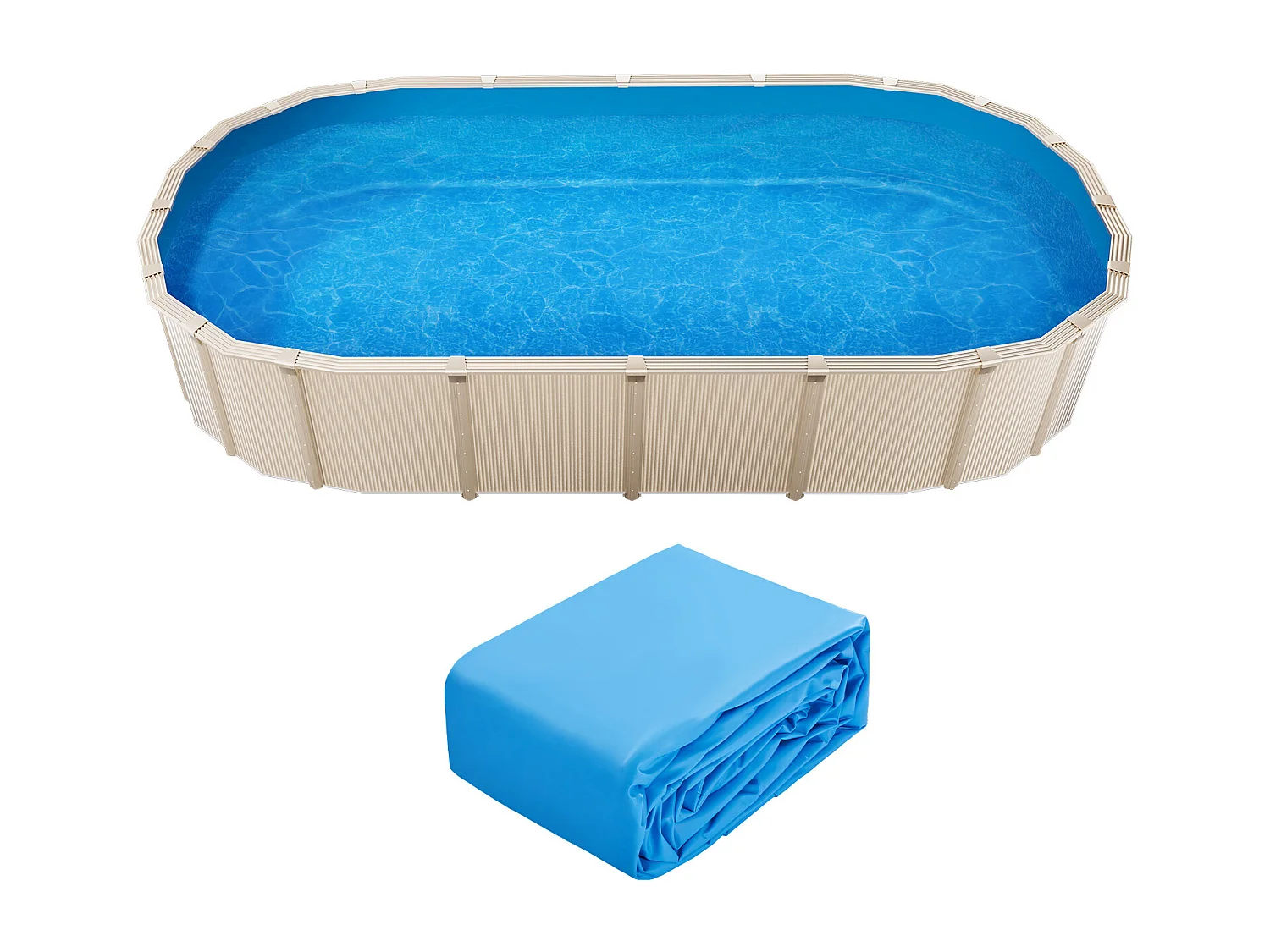 Rivestimento per Piscina SucceBuy Ovale, Rivestimento Sovrapposto, 610x375 cm, Tinta Unita