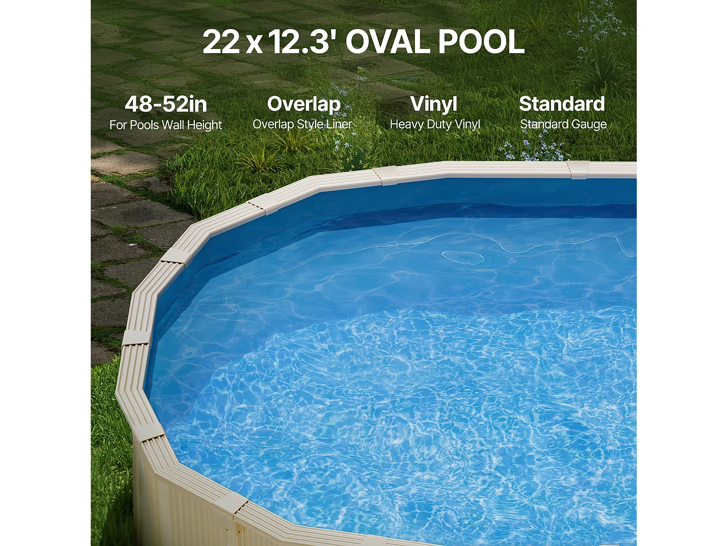 Rivestimento per Piscina SucceBuy Ovale, Rivestimento Sovrapposto, 610x375 cm, Tinta Unita