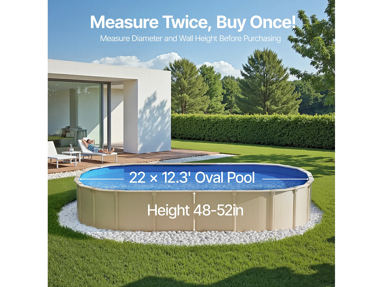 Rivestimento per Piscina SucceBuy Ovale, Rivestimento Sovrapposto, 610x375 cm, Tinta Unita