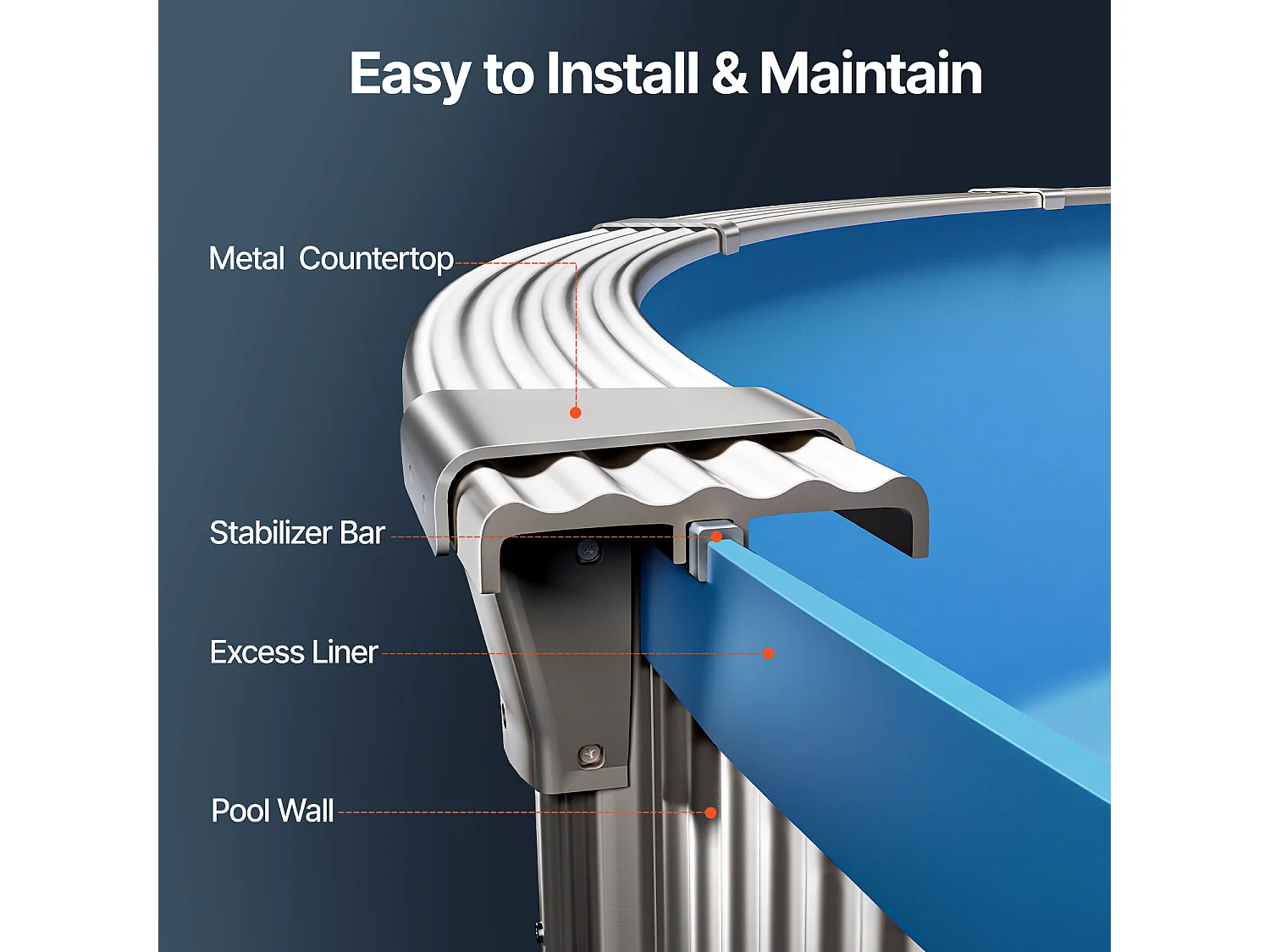 Rivestimento per Piscina SucceBuy Ovale, Rivestimento Sovrapposto, 610x375 cm, Tinta Unita