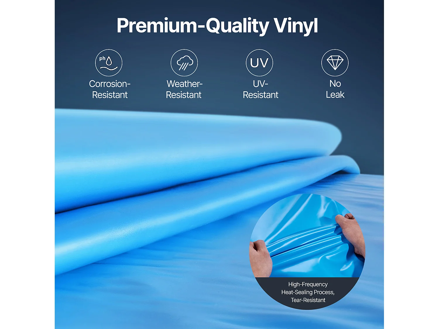 Rivestimento per Piscina SucceBuy Ovale, Rivestimento Sovrapposto, 610x375 cm, Tinta Unita