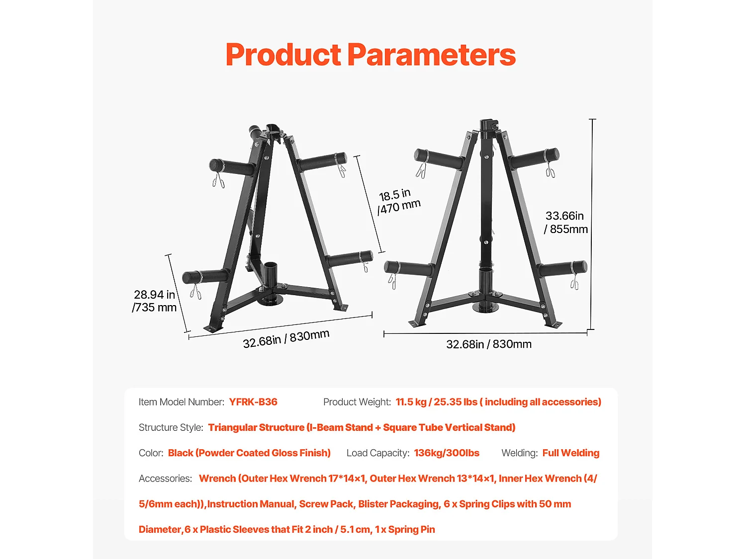 Soutien pour Plaques de Poids SucceBuy, pour Plaques de 50,8 mm, Capacité de 136 kg