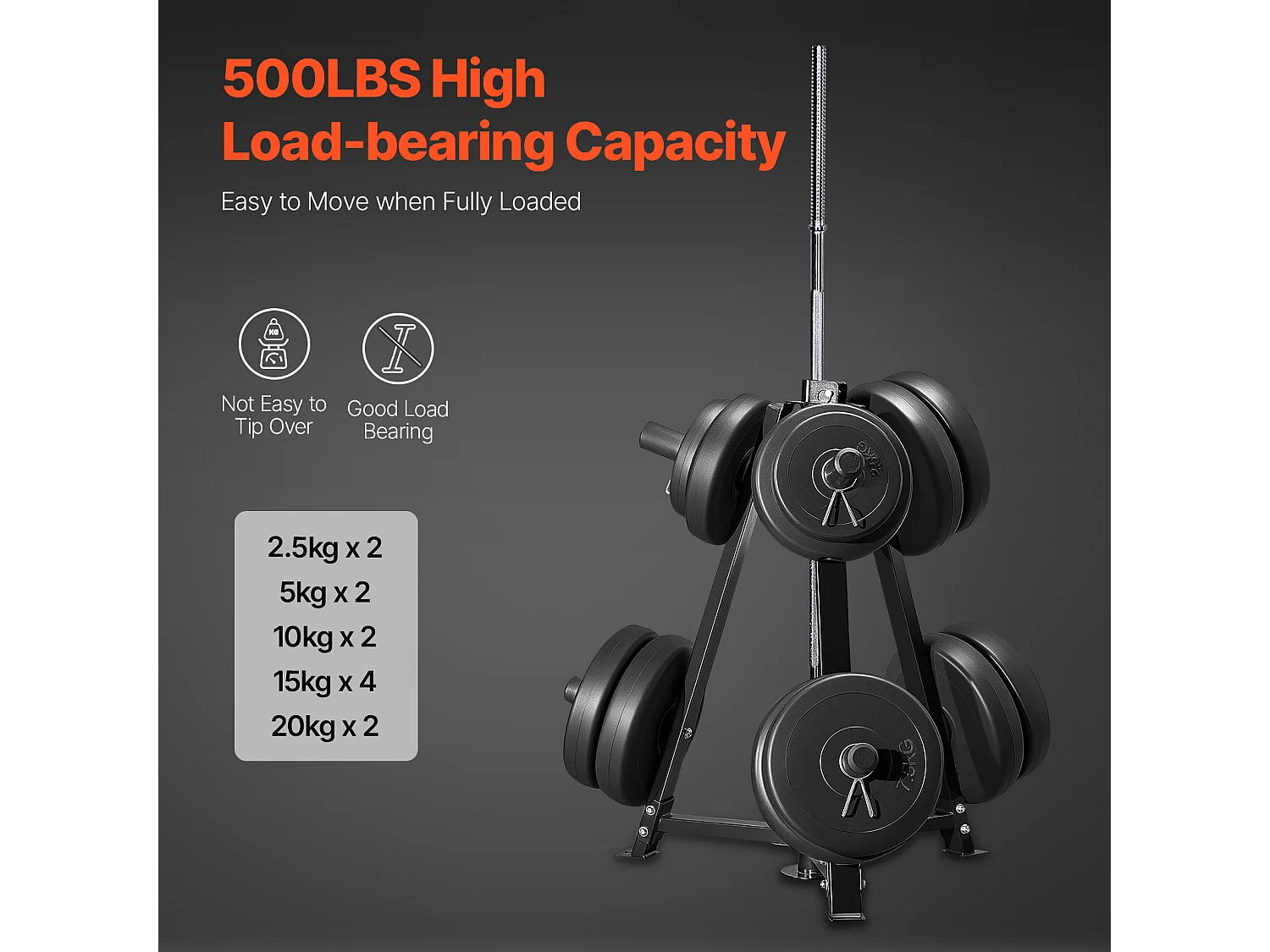 Soutien pour Plaques de Poids SucceBuy, pour Plaques de 50,8 mm, Capacité de 136 kg