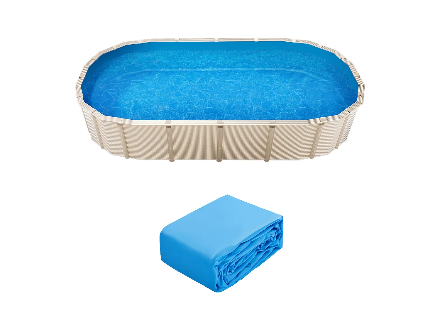 Revêtement de Piscine SucceBuy Ovale, Doublure Chevauchement, 730x375 cm, Couleur Unie