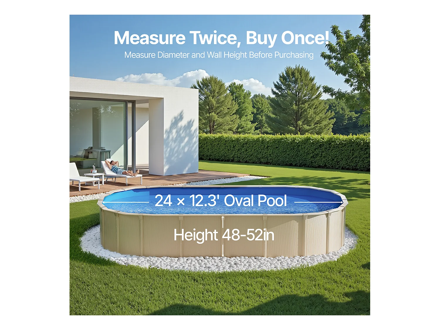 Revêtement de Piscine SucceBuy Ovale, Doublure Chevauchement, 730x375 cm, Couleur Unie