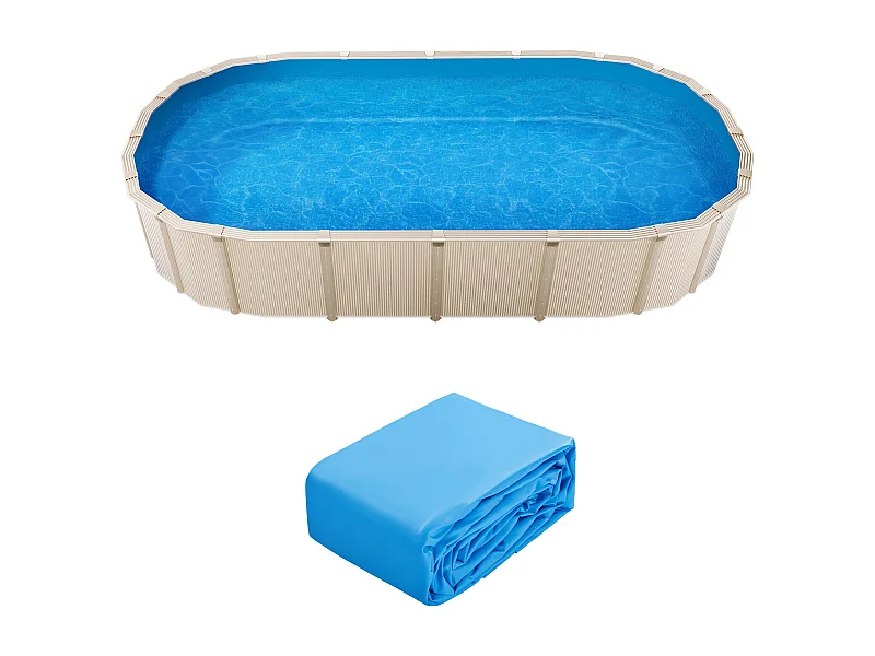 Revestimiento para Piscina SucceBuy Ovalada, Revestimiento Superpuesto, 730x375 cm, Color Liso
