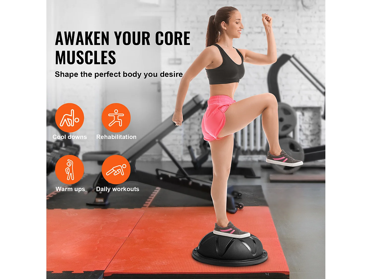 Halbball SucceBuy für Übungen 58.42cm für Training, Stabilisierball für Yoga und Gleichgewicht, Widerstandbänder