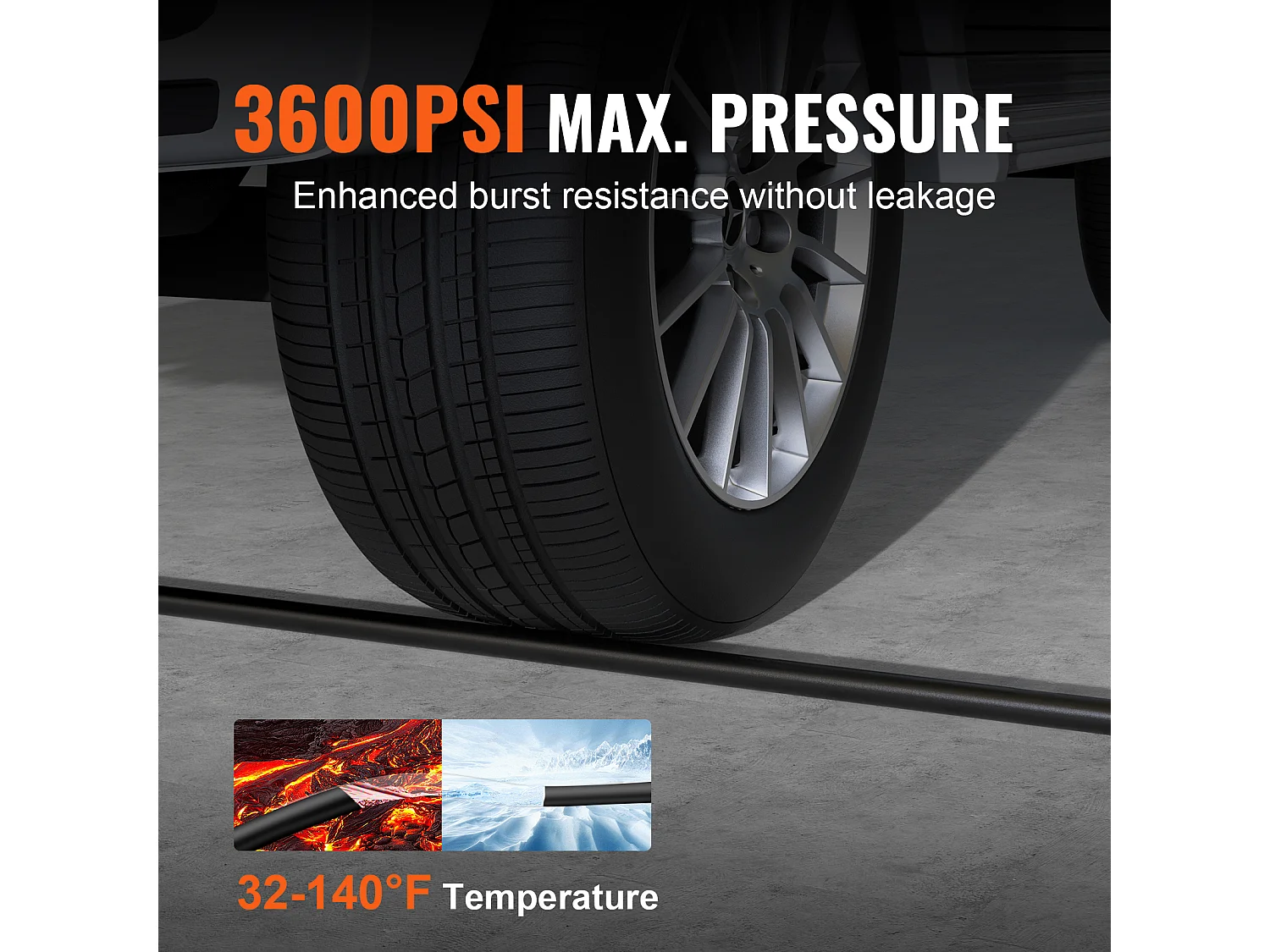 Reinigungsschlauch SucceBuy Hochdruck 127CM 3600 PSI, Verbindung 6.4mm