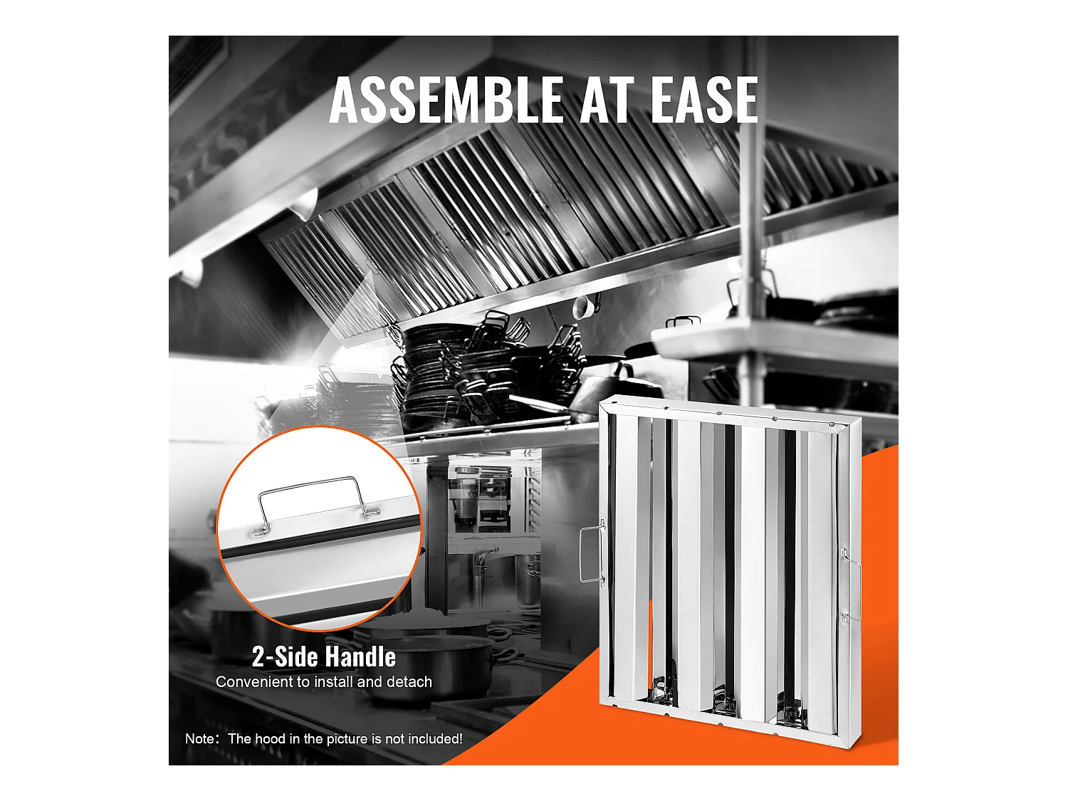 Filtre de Hotte SucceBuy Lot de 6 Filtres pour Hotte Commerciale 39.4cm x 49.5cm en Acier Inoxydable