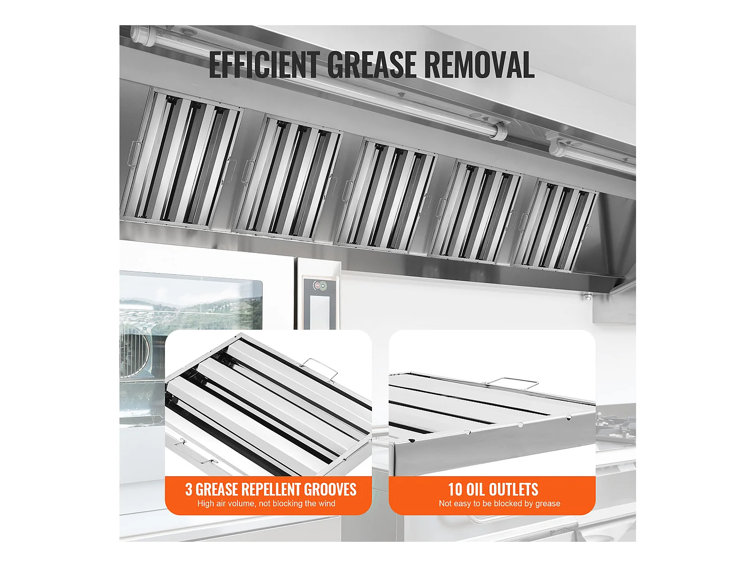 Filtre de Hotte SucceBuy Lot de 6 Filtres pour Hotte Commerciale 39.4cm x 49.5cm en Acier Inoxydable