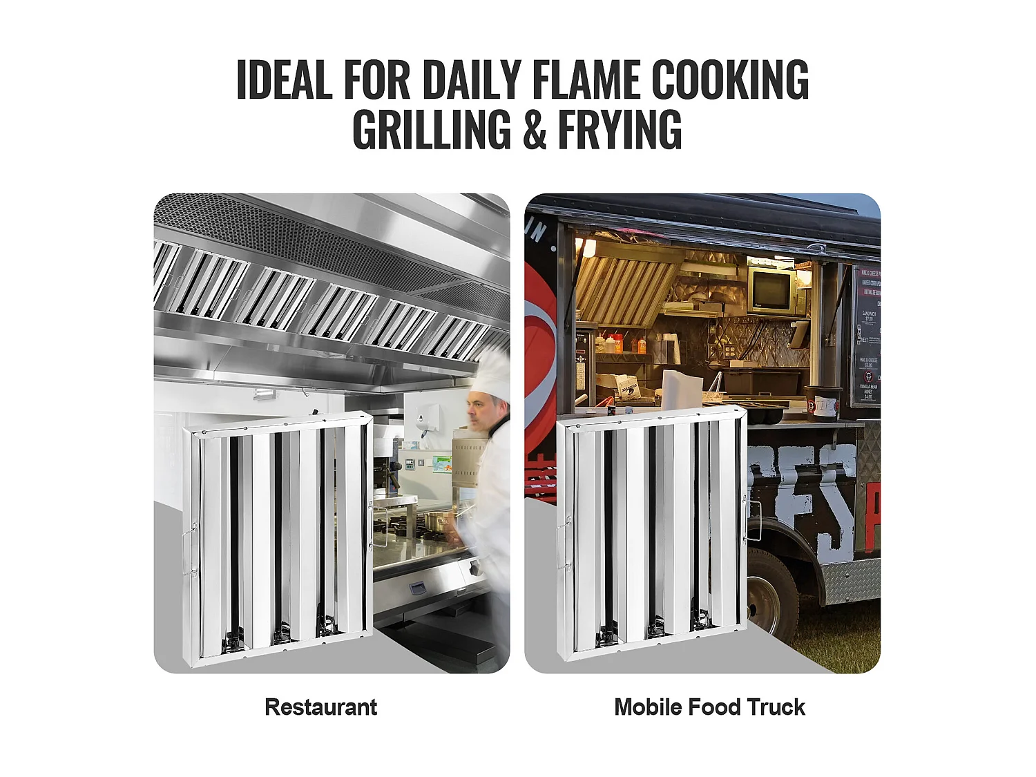 Filtre de Hotte SucceBuy Lot de 6 Filtres pour Hotte Commerciale 39.4cm x 49.5cm en Acier Inoxydable