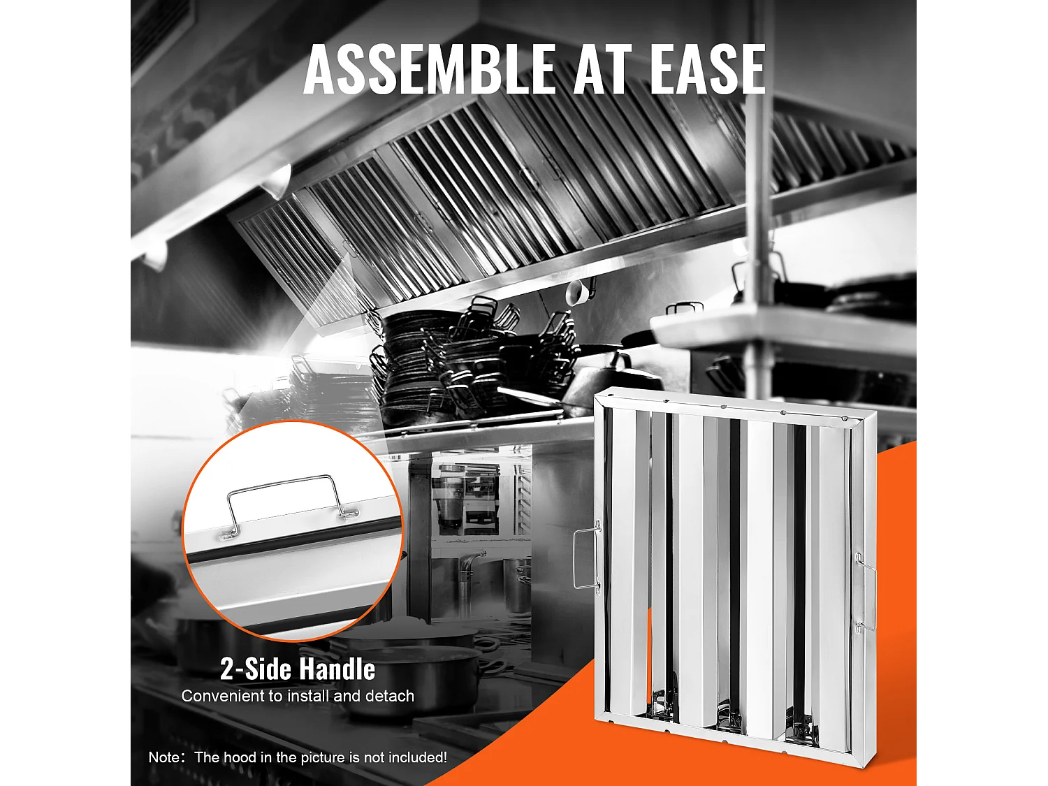 Filtre de Hotte SucceBuy Lot de 6 Filtres pour Hotte Commerciale 39.4cm x 49.5cm en Acier Inoxydable