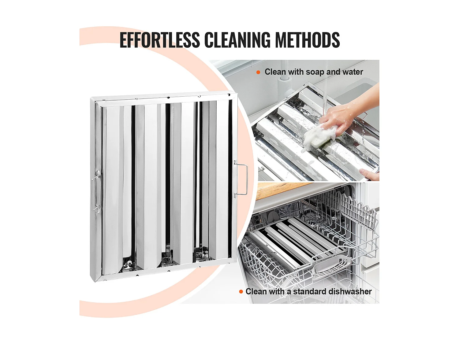 Filtre de Hotte SucceBuy Lot de 6 Filtres pour Hotte Commerciale 39.4cm x 49.5cm en Acier Inoxydable