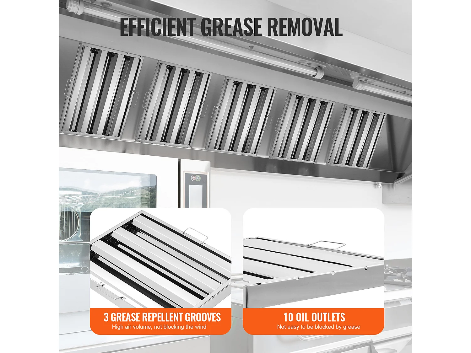 Filtre de Hotte SucceBuy Lot de 6 Filtres pour Hotte Commerciale 39.4cm x 49.5cm en Acier Inoxydable