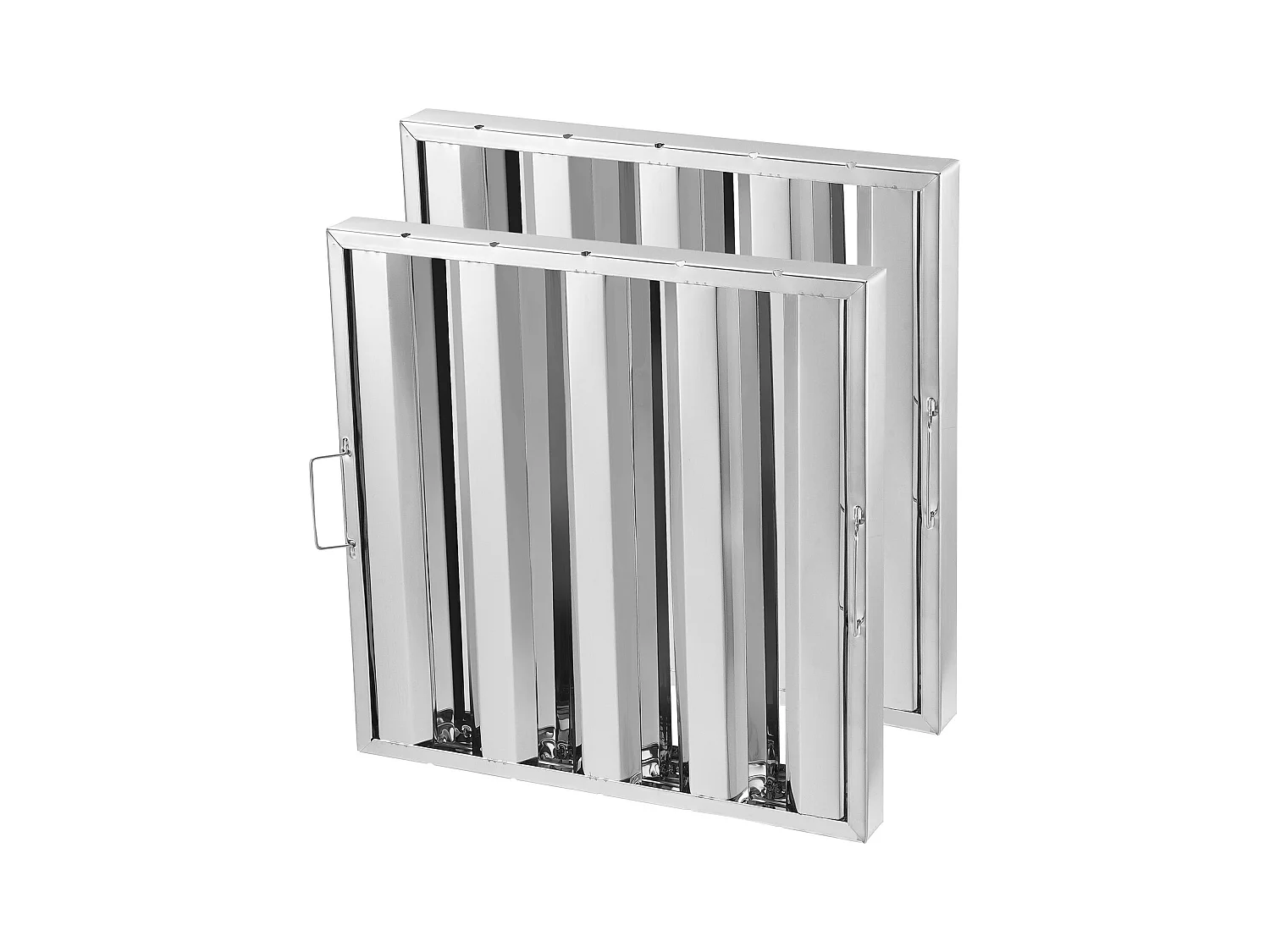 Filtro per Cappa Commerciale SucceBuy 49.5cm x49.5cm, Acciaio Inossidabile, 4 Scanalatures, Lotto di 2, per Cucine Commerciali