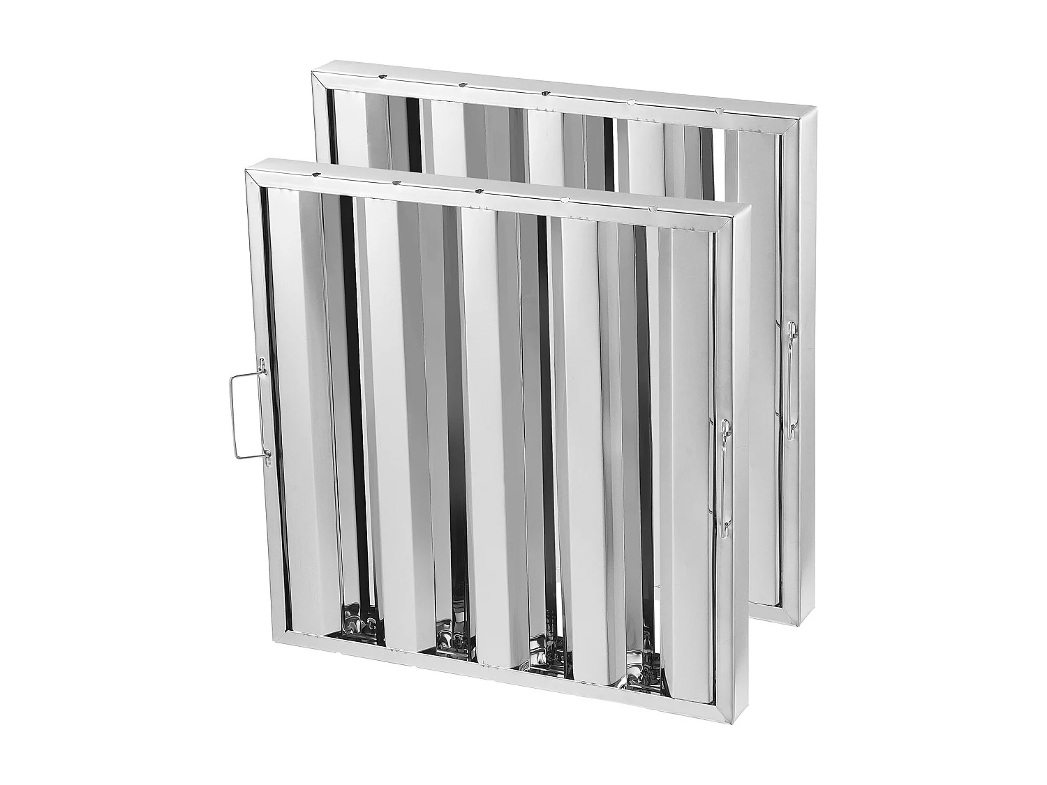 Commerciële Afzuigkap Filter SucceBuy 49.5cm x49.5cm, Rvs, 4 Groeven, Set van 2, voor Commerciële Keukens