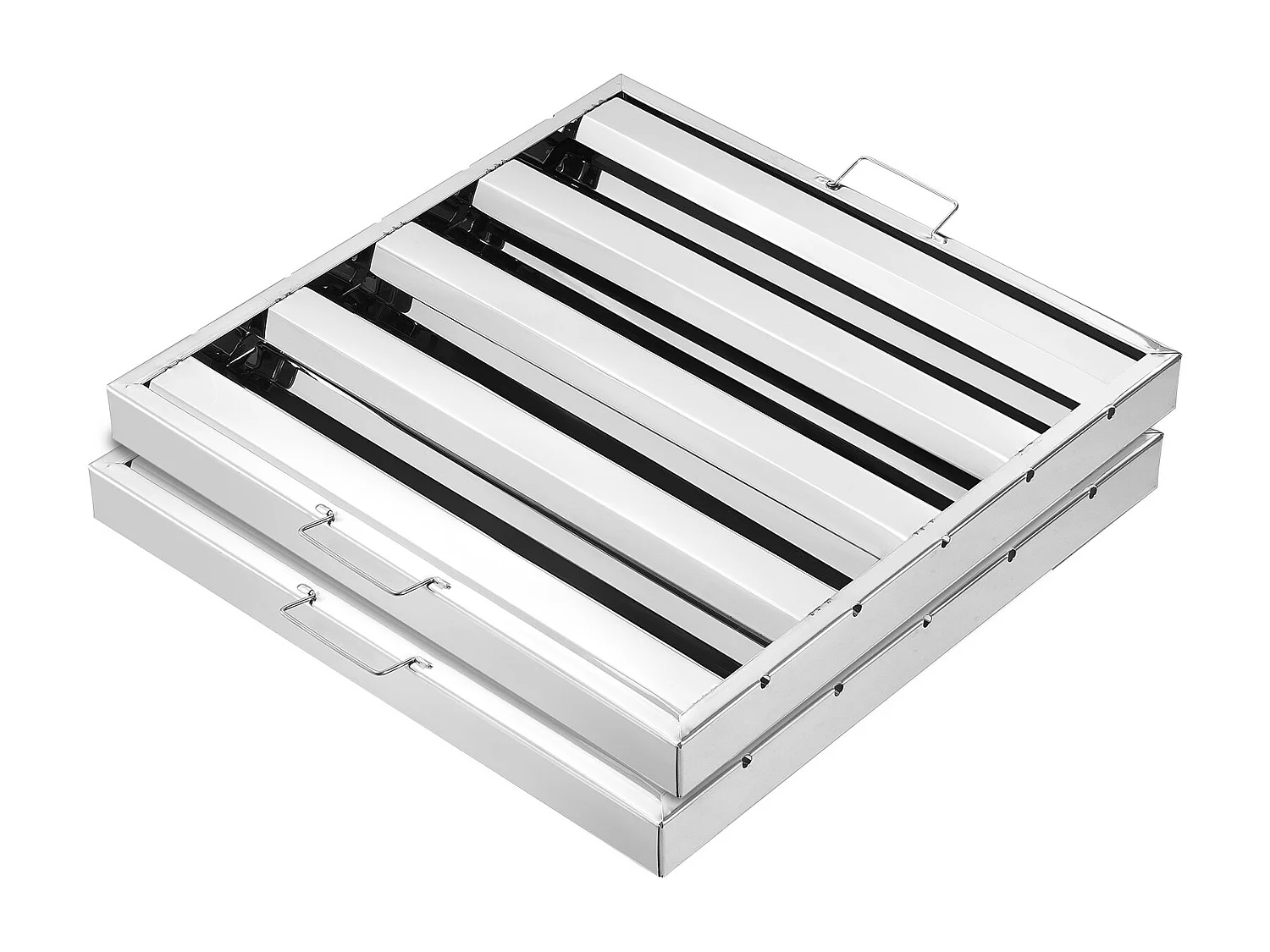 Commerciële Afzuigkap Filter SucceBuy 49.5cm x49.5cm, Rvs, 4 Groeven, Set van 2, voor Commerciële Keukens