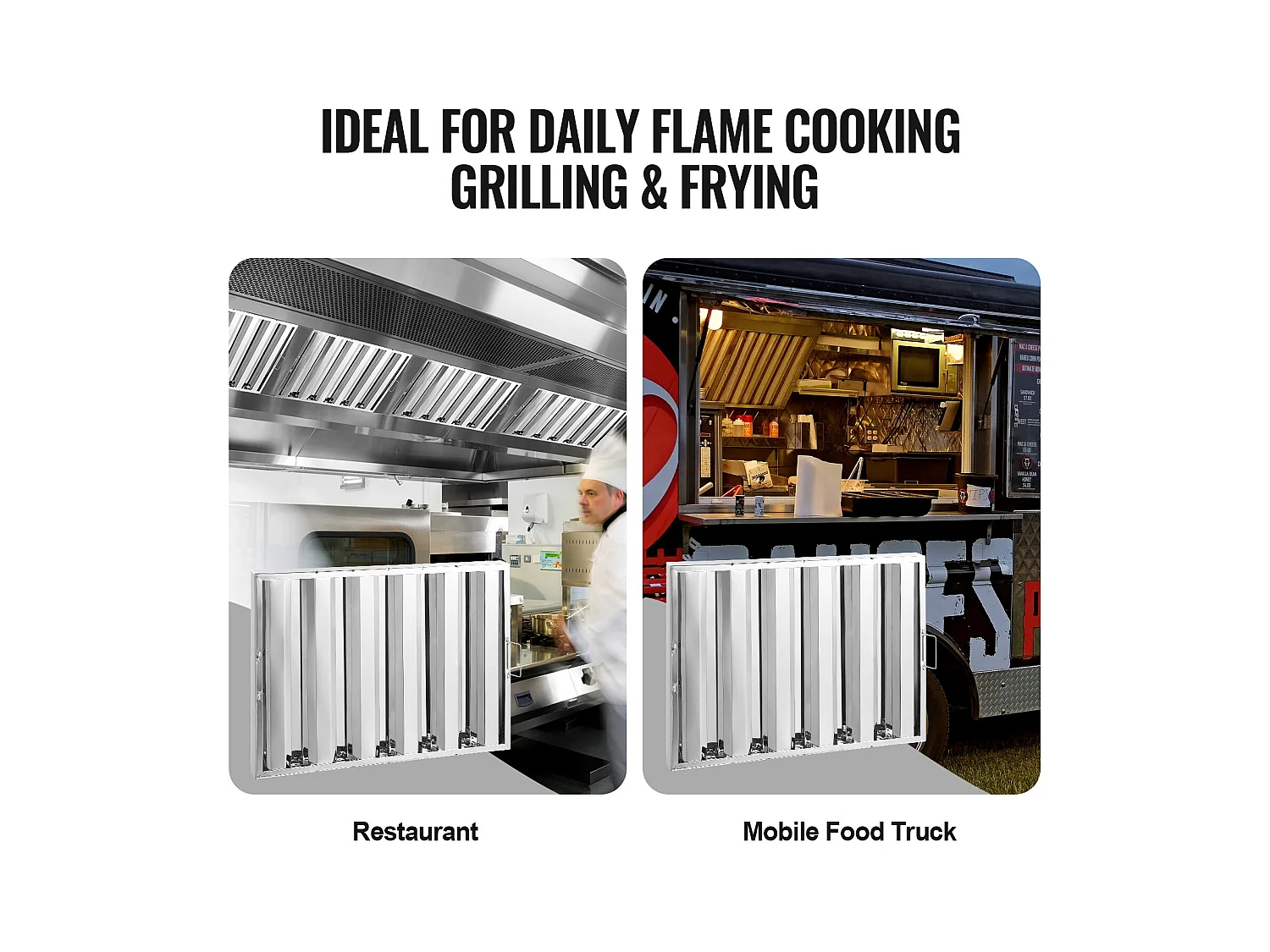 Filtre de Hotte Commercial SucceBuy, 62.2cm x49.5cm, Filtre à Chicane en Acier Inoxydable pour Graisse, pour Hottes de Restaurant, Lot de 2