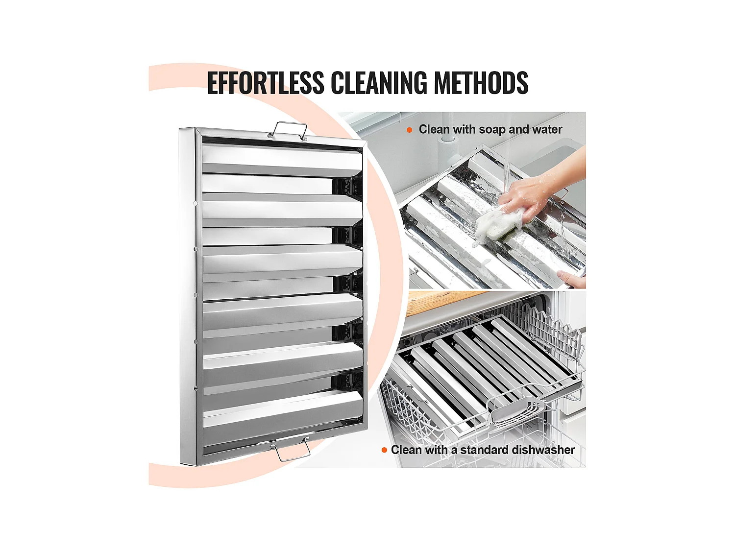 Filtre de Hotte Commercial SucceBuy, 62.2cm x49.5cm, Filtre à Chicane en Acier Inoxydable pour Graisse, pour Hottes de Restaurant, Lot de 2