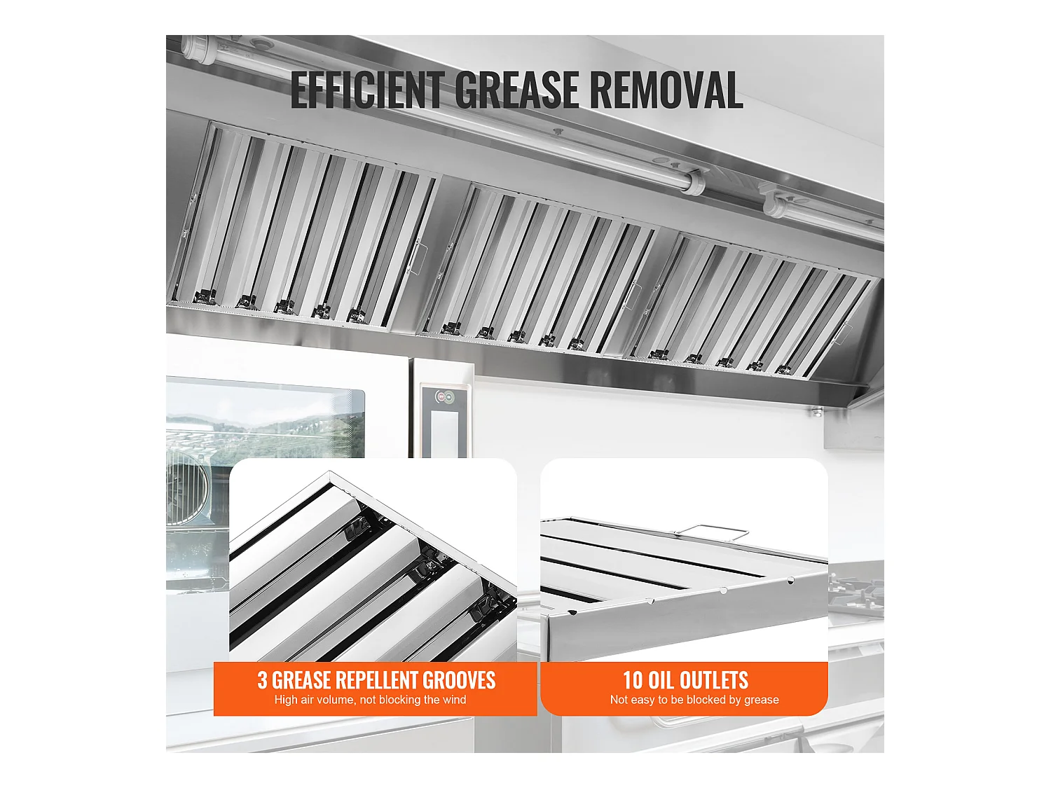 Filtre de Hotte Commercial SucceBuy, 62.2cm x49.5cm, Filtre à Chicane en Acier Inoxydable pour Graisse, pour Hottes de Restaurant, Lot de 2