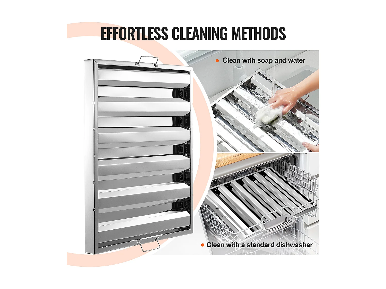 Filtre de Hotte Commercial SucceBuy, 62.2cm x49.5cm, Filtre à Chicane en Acier Inoxydable pour Graisse, pour Hottes de Restaurant, Lot de 2