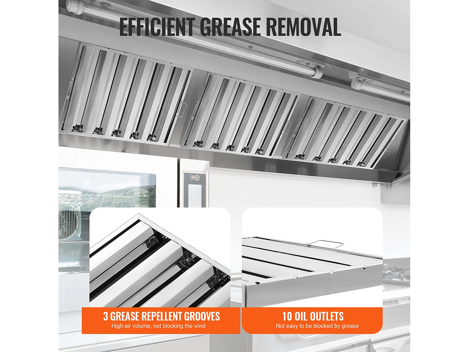 Filtre de Hotte Commercial SucceBuy, 62.2cm x49.5cm, Filtre à Chicane en Acier Inoxydable pour Graisse, pour Hottes de Restaurant, Lot de 2