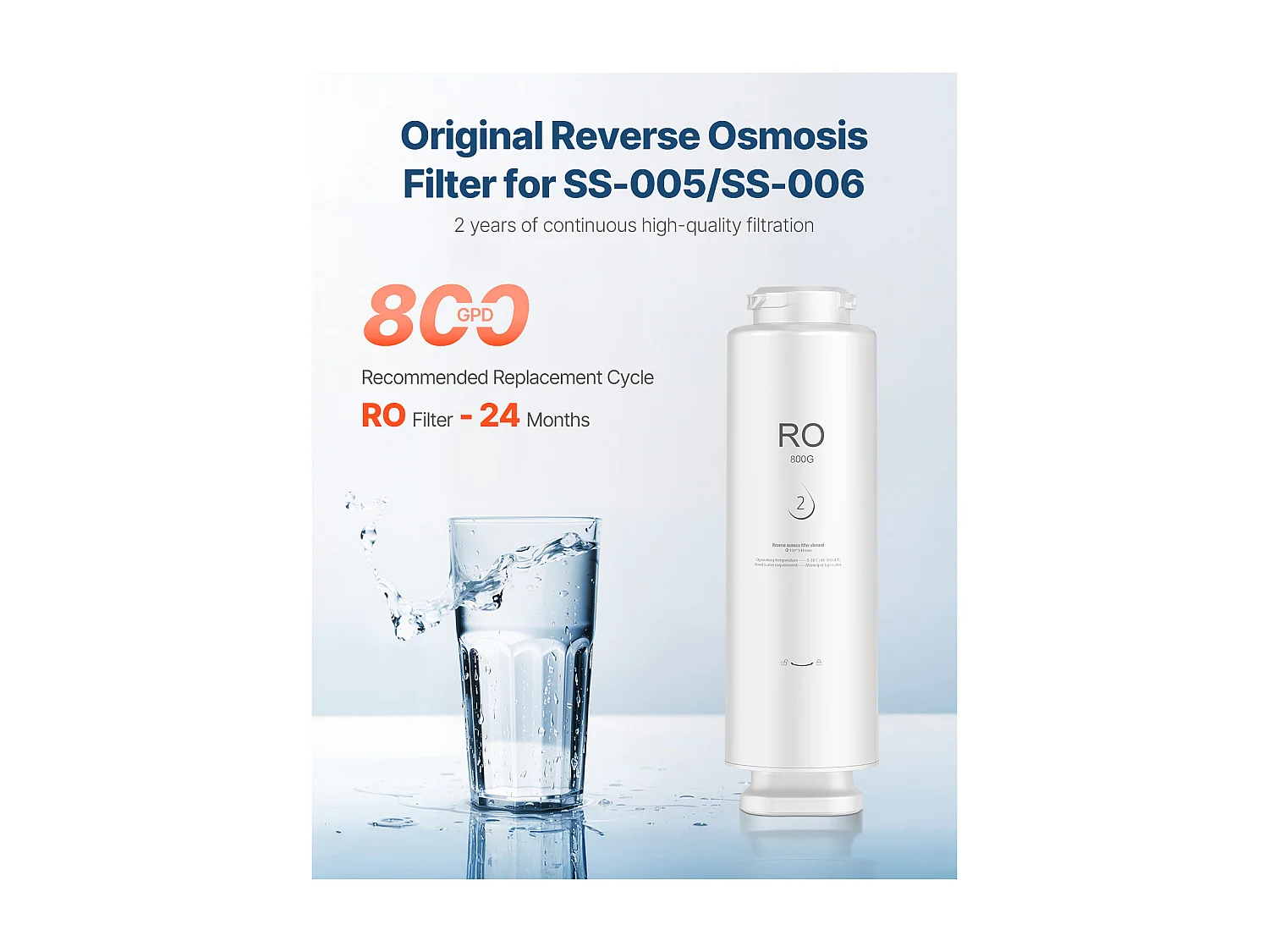 Système d'Osmose Inverse SucceBuy 800 GPD Remplacement pour Filtre Sous Évier SS-006, Cartouche RO pendant 24 Mois, Réduit le Plomb