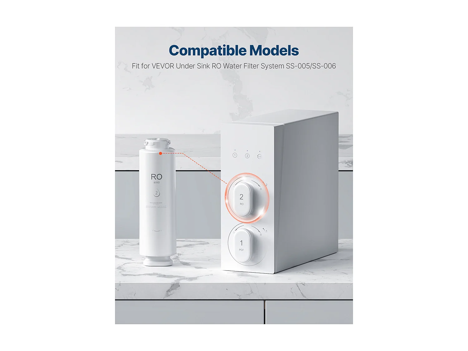 Système d'Osmose Inverse SucceBuy 800 GPD Remplacement pour Filtre Sous Évier SS-006, Cartouche RO pendant 24 Mois, Réduit le Plomb