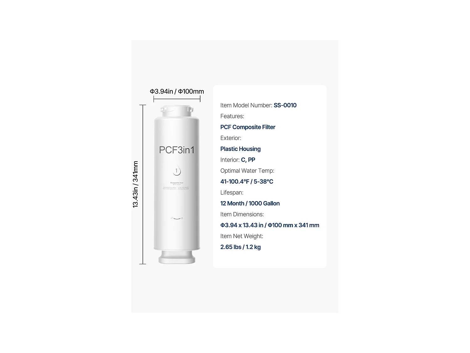 Filtre Composite PCF SucceBuy de Remplacement pour Filtre à Eau Sous Évier SS-001/003/005