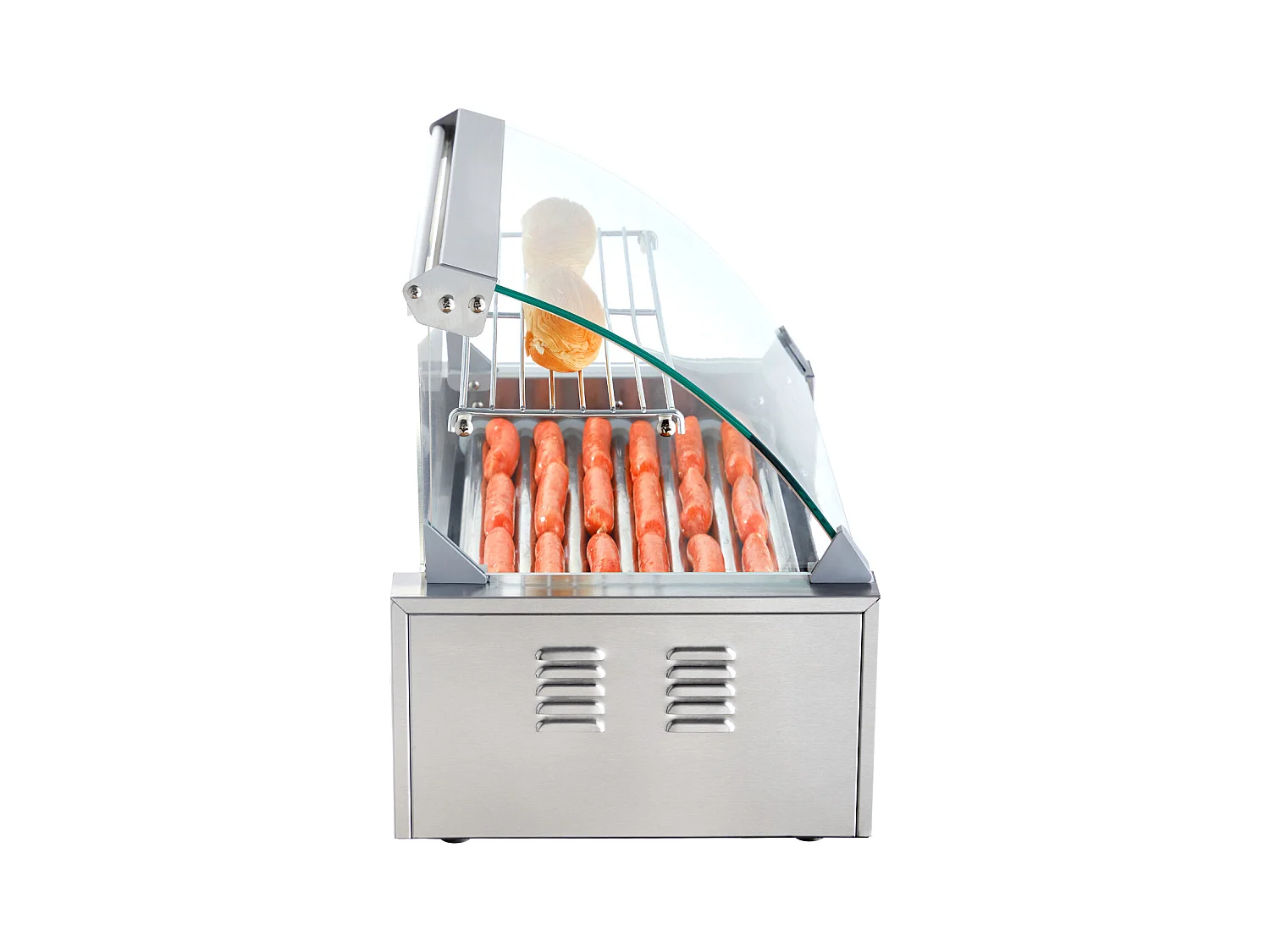 Grill à Rouleaux SucceBuy pour Hot-Dogs Électrique 45.72cm avec Dosseret à 7 Rouleaux 1,4 kW