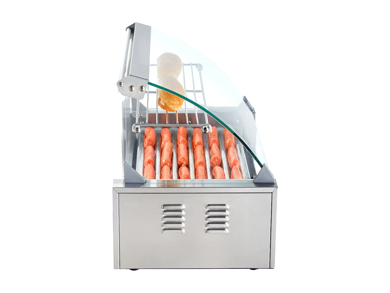 Grill à Rouleaux SucceBuy pour Hot-Dogs Électrique 45.72cm avec Dosseret à 7 Rouleaux 1,4 kW