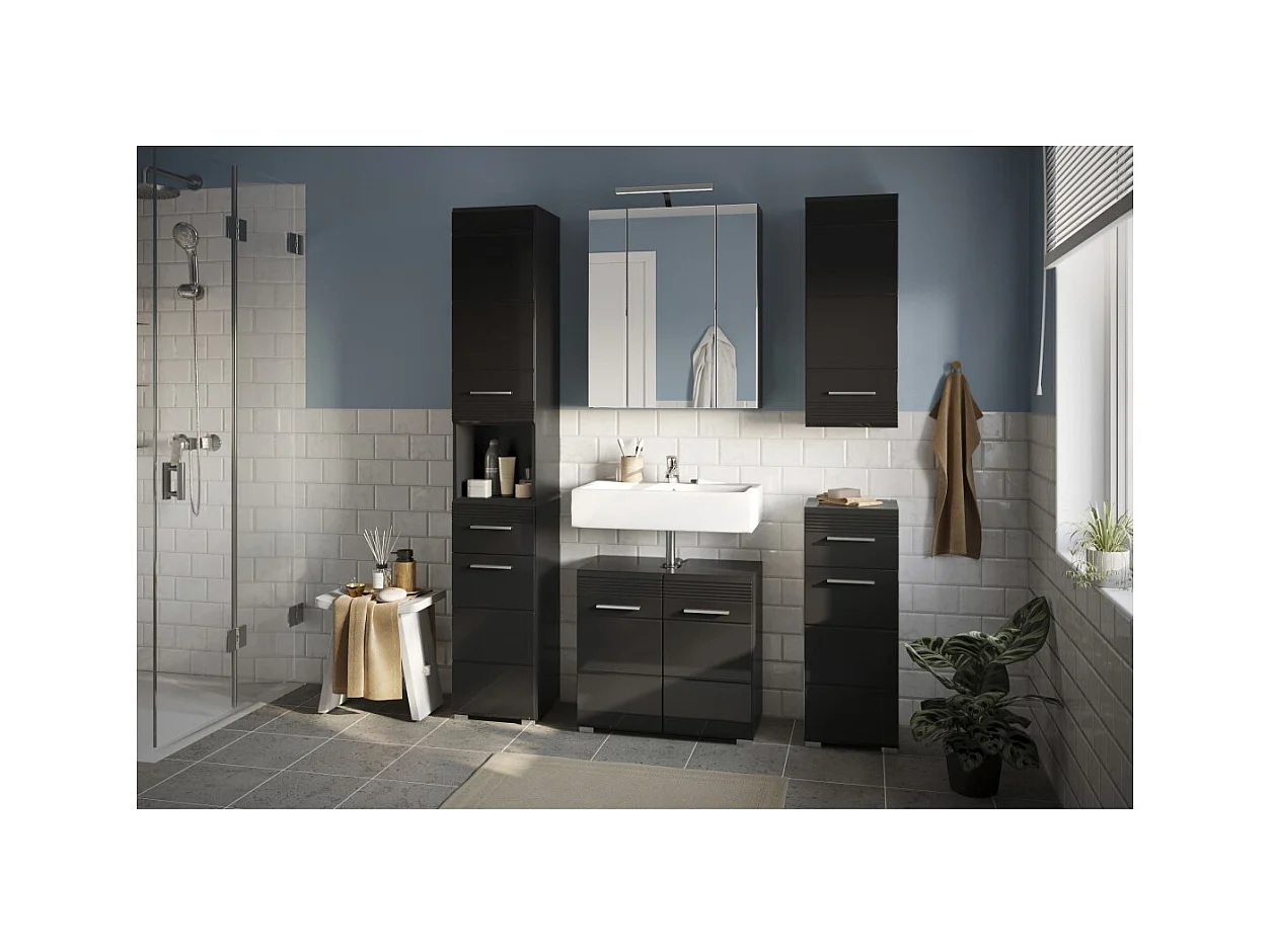 Conjunto de muebles de baño: Mueble bajo lavabo + Columna de baño + 2 medias columnas + mueble de almacenamiento con