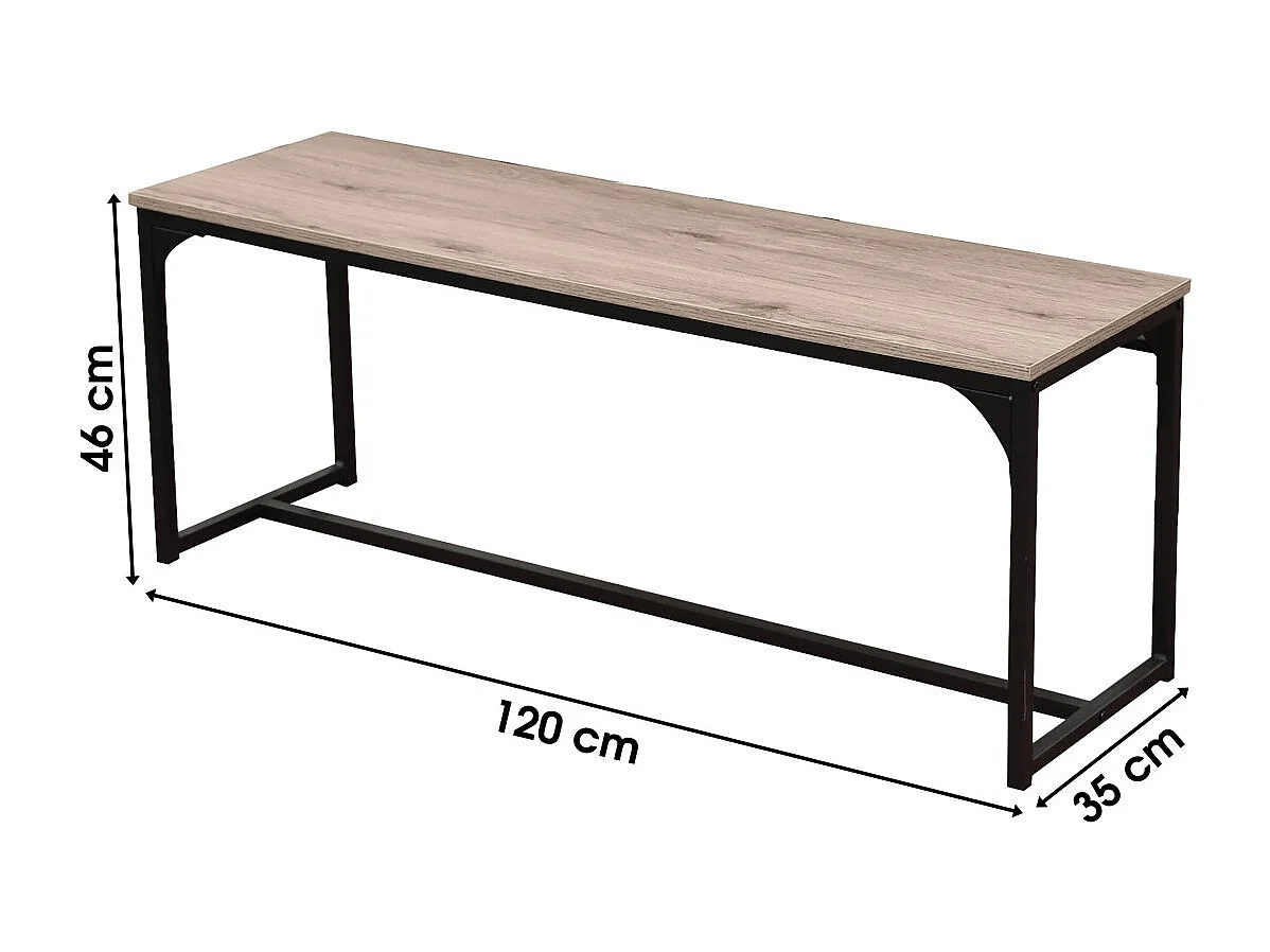 Holzbank mit schwarzer Metallstruktur, Kollektion RANONG – Maße 120x46x35 cm