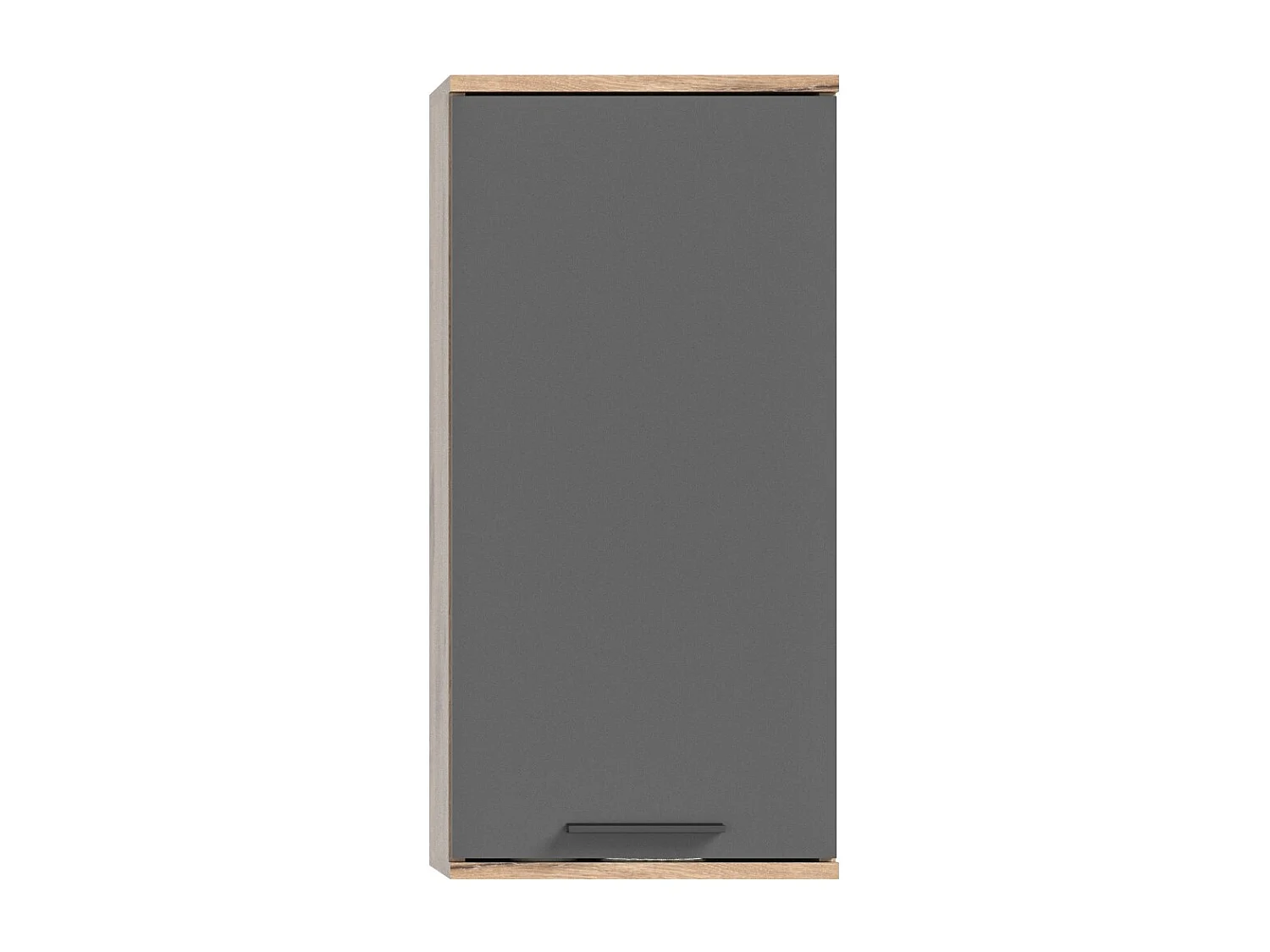 Conjunto de baño SELMA gris antracita y roble claro – mueble bajo lavabo, columna, armario espejo LED, 2 medias columnas