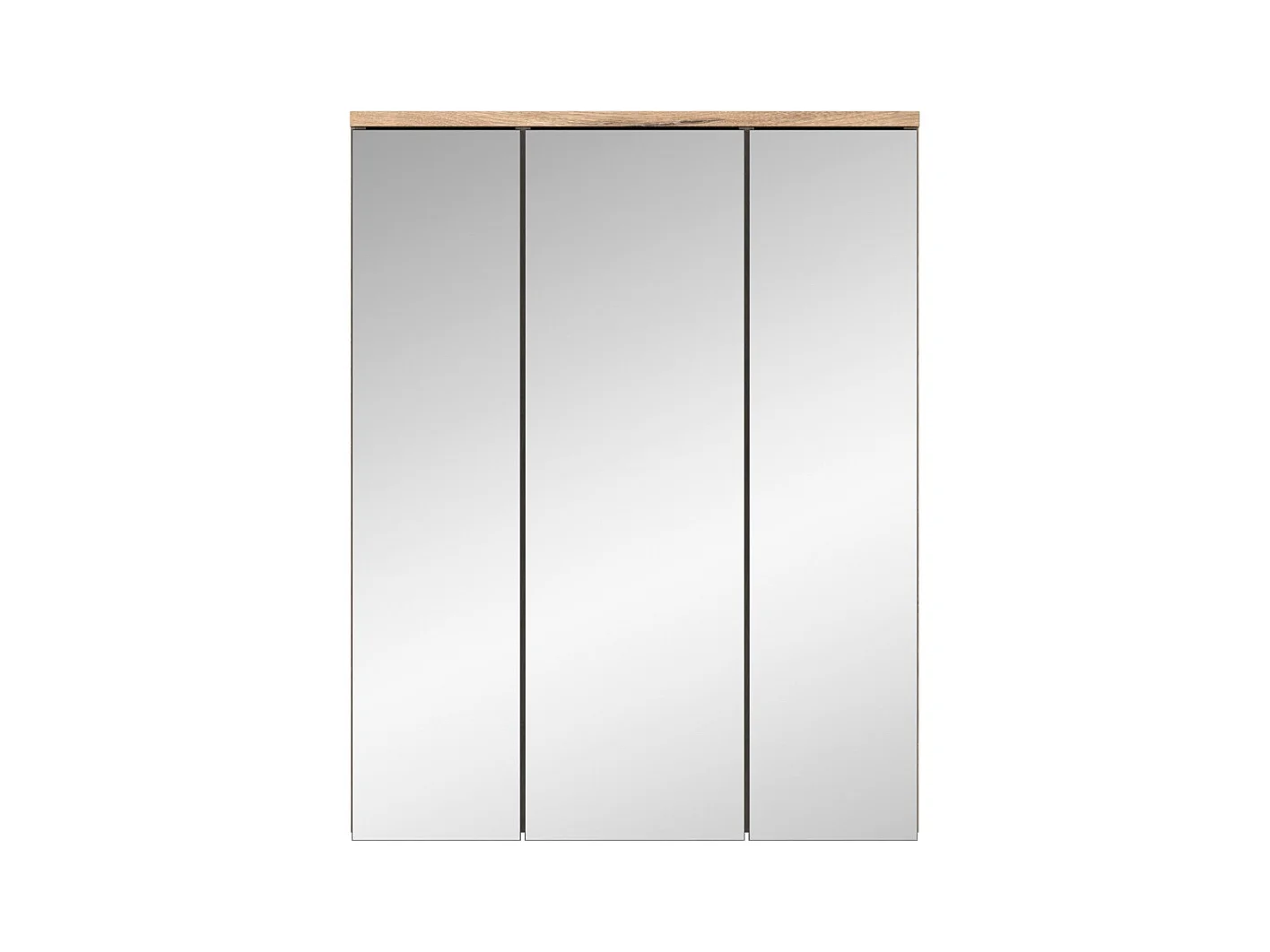 Conjunto para baño: mueble bajo lavabo + armario de almacenamiento con espejos y LED – Gris antracita y roble claro – SEL