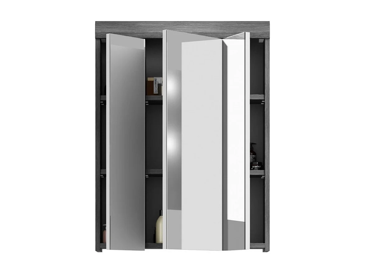 Conjunto para baño SCOTT – Mueble bajo lavabo y mueble de almacenamiento con espejo – Gris oscuro y blanco