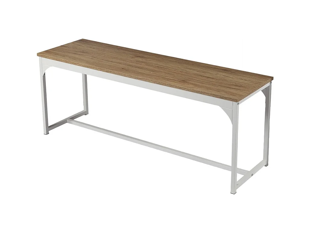 Banco de madeira com estrutura de metal branco - L120xA46xP35cm