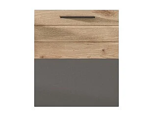 Conjunto para baño: Mueble bajo lavabo, columna, armario de almacenamiento con espejo + 2 medias columnas – Gris antracita y