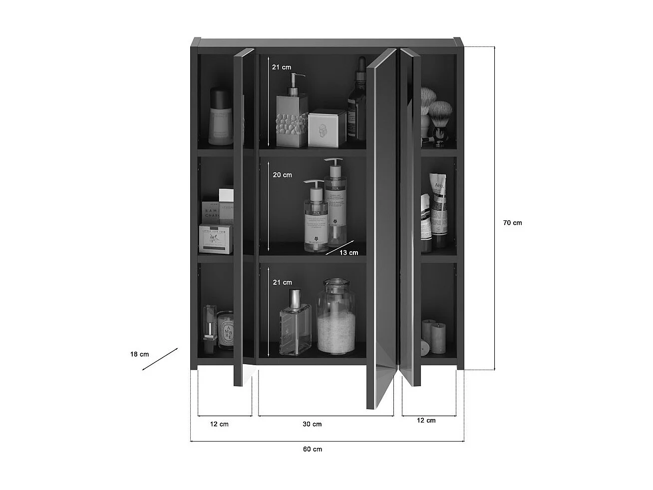Ensemble de salle de bain : meuble sous vasque – Noir laqué – KLEANKIN
