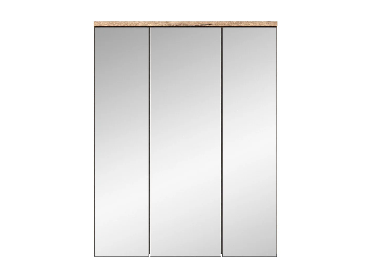 Conjunto para baño: mueble bajo lavabo + armario de almacenamiento con espejos – Gris antracita y roble claro – SELMA