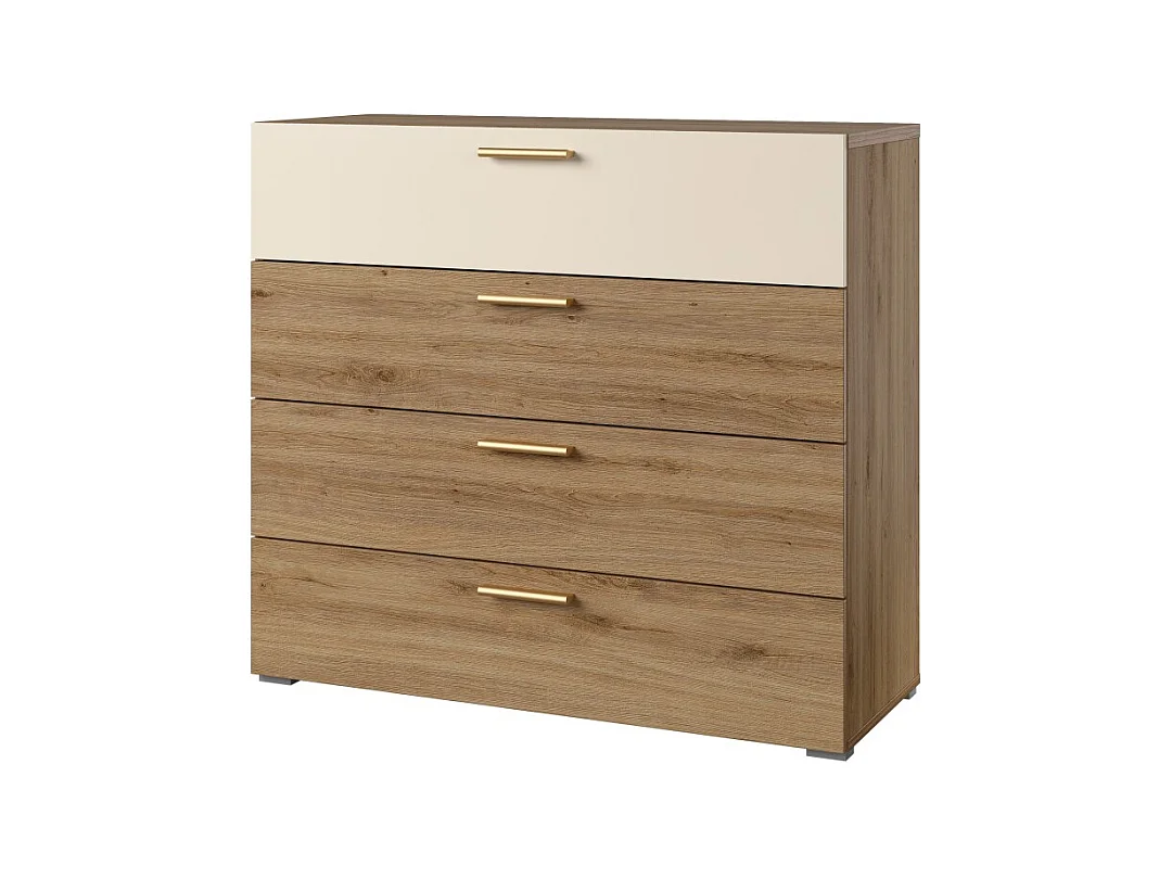 Chambre complète VERTIGO – Lit coffre 160x200, 2 chevets, armoire 3 portes, commode + cadre design