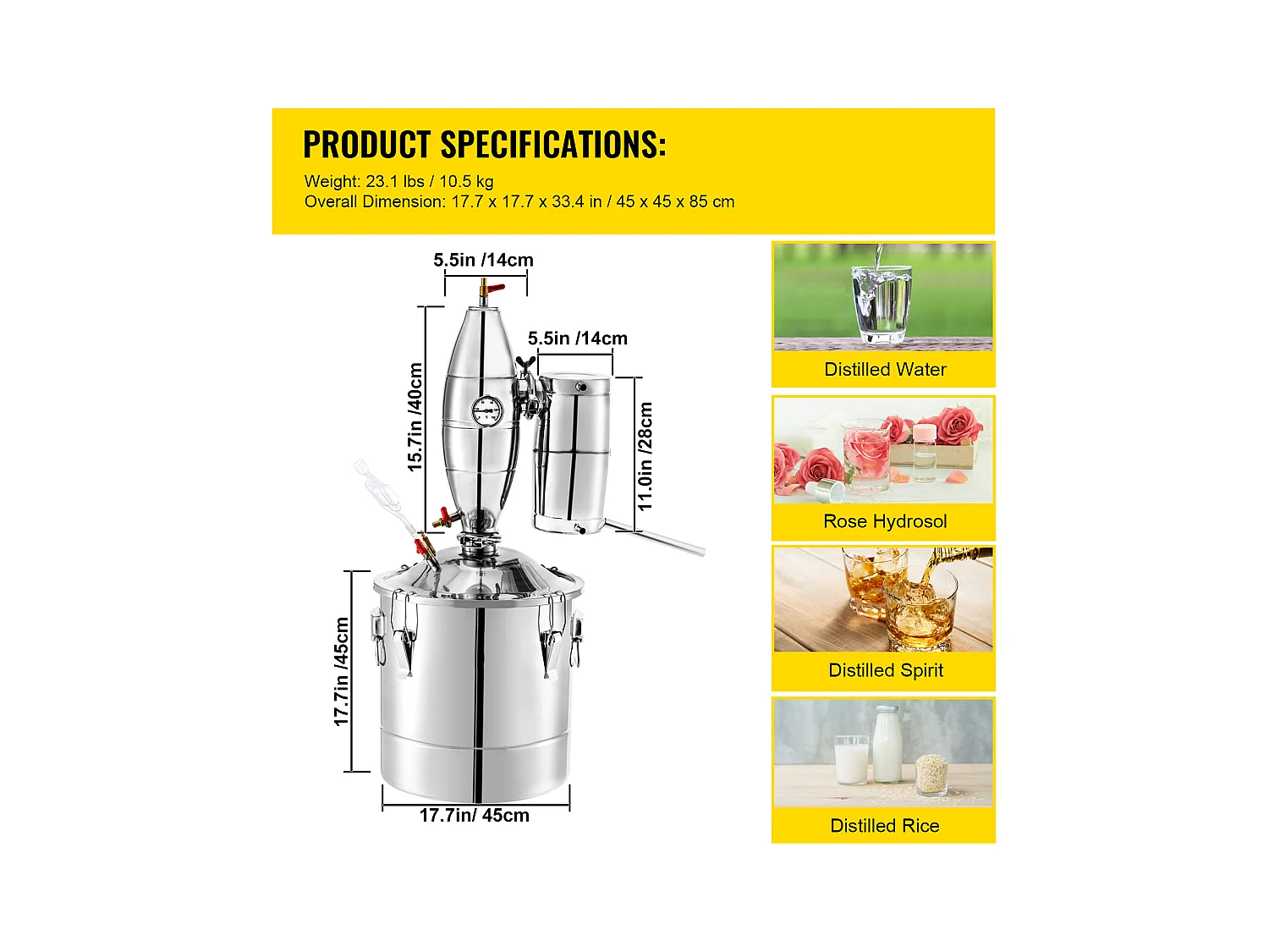 Distillateur d'Alcool SucceBuy 70L, Alambic Moonshine, Chaudière à Vin pour usage domestique